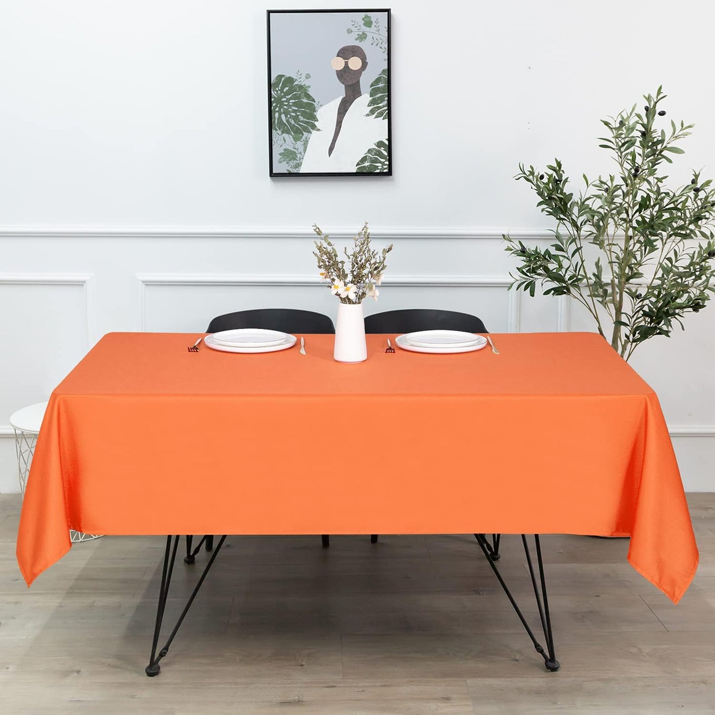 sancua Rectangle Tablecloth - 70 x 120 Inch - Stain and Wrinkle Resistant Washable Polyester Table Cloth, Decorative Fabric Table Cover for Dining Tables, Buffet Parties and Camping, Orange