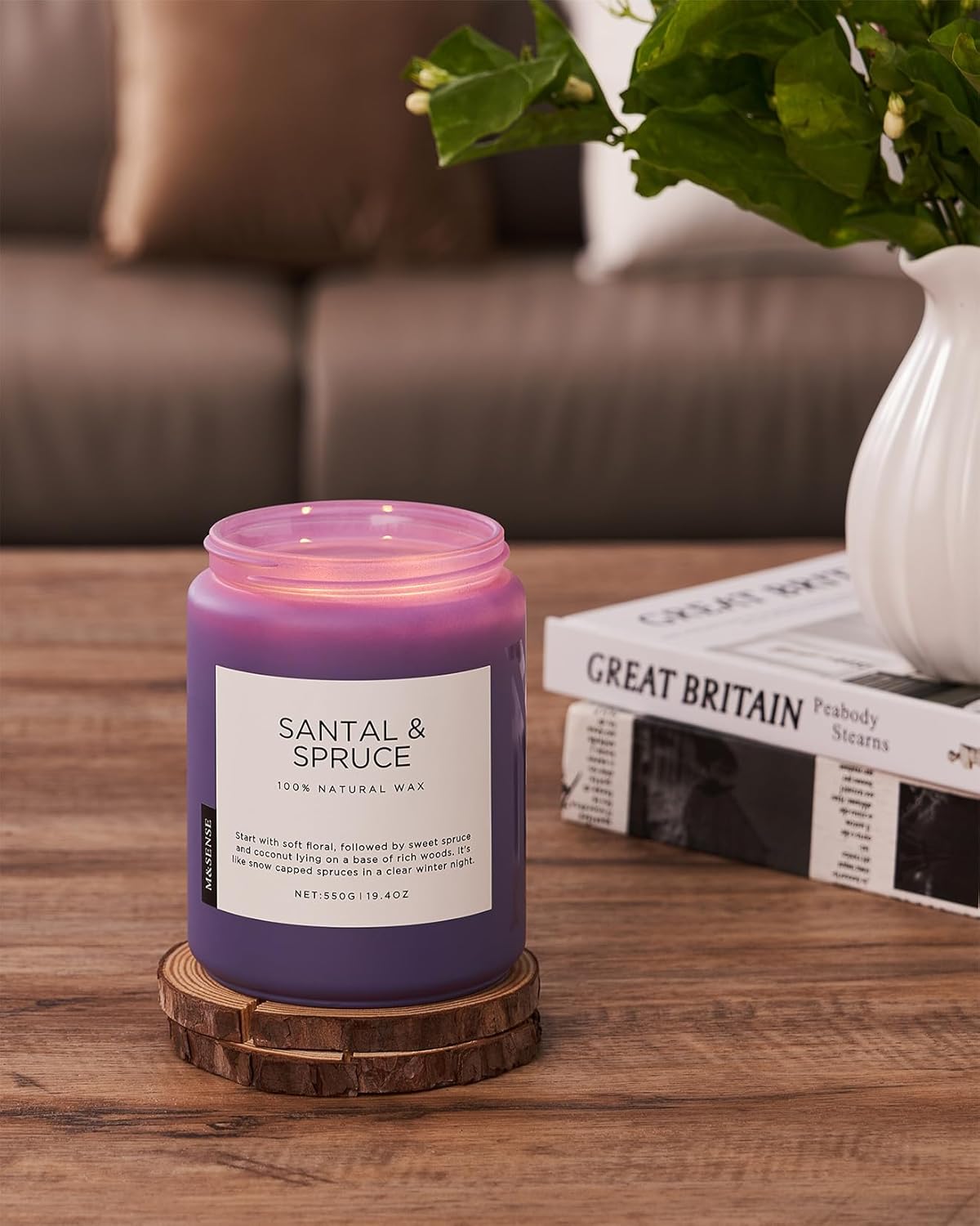 M&SENSE Sweet Spruce Coconut Soy Candles for Home Scented, 19.4oz 110 Hour Slow Burning Large Candle Gift for Stress Relief, Meditation, Relaxing SPA, Best Smelling Christmas Gifts