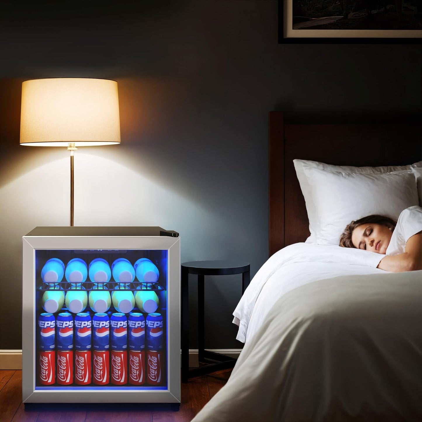 1.77 Cu.Ft Beverage Fridge, Mini Fridge With Glass Door, Beverage Cooler Refrigerator, Wine Drink Beer Fridge, Adjustable Shelves & Digital Temperature Display, 16 Bottle 68 Can, Silver