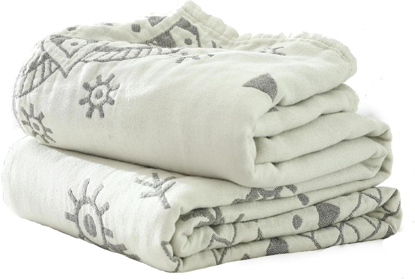 MSGKV Boho Throw Blanket for Couch Sofa Bed, 100% Cotton Blankets 80''x 90'' Woven Blankets Boho Quilt, Versatile KnitWoven Blanket, Super Soft Decorative Blanket for Chair Sofa and Living Room