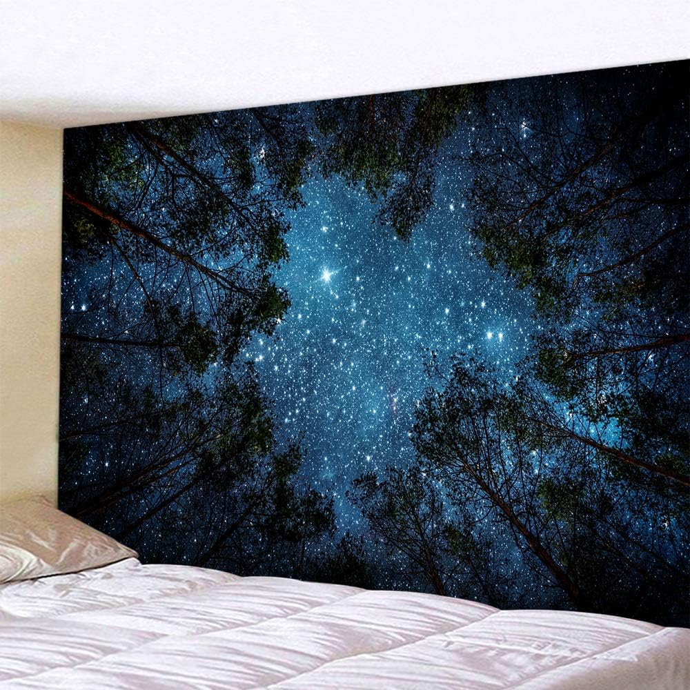 Llamazing Forest Landscape Tapestry for Living Room & Bedroom - Magic Tapestry Curtain (Looking Up at The Stars, 60''L51''W)
