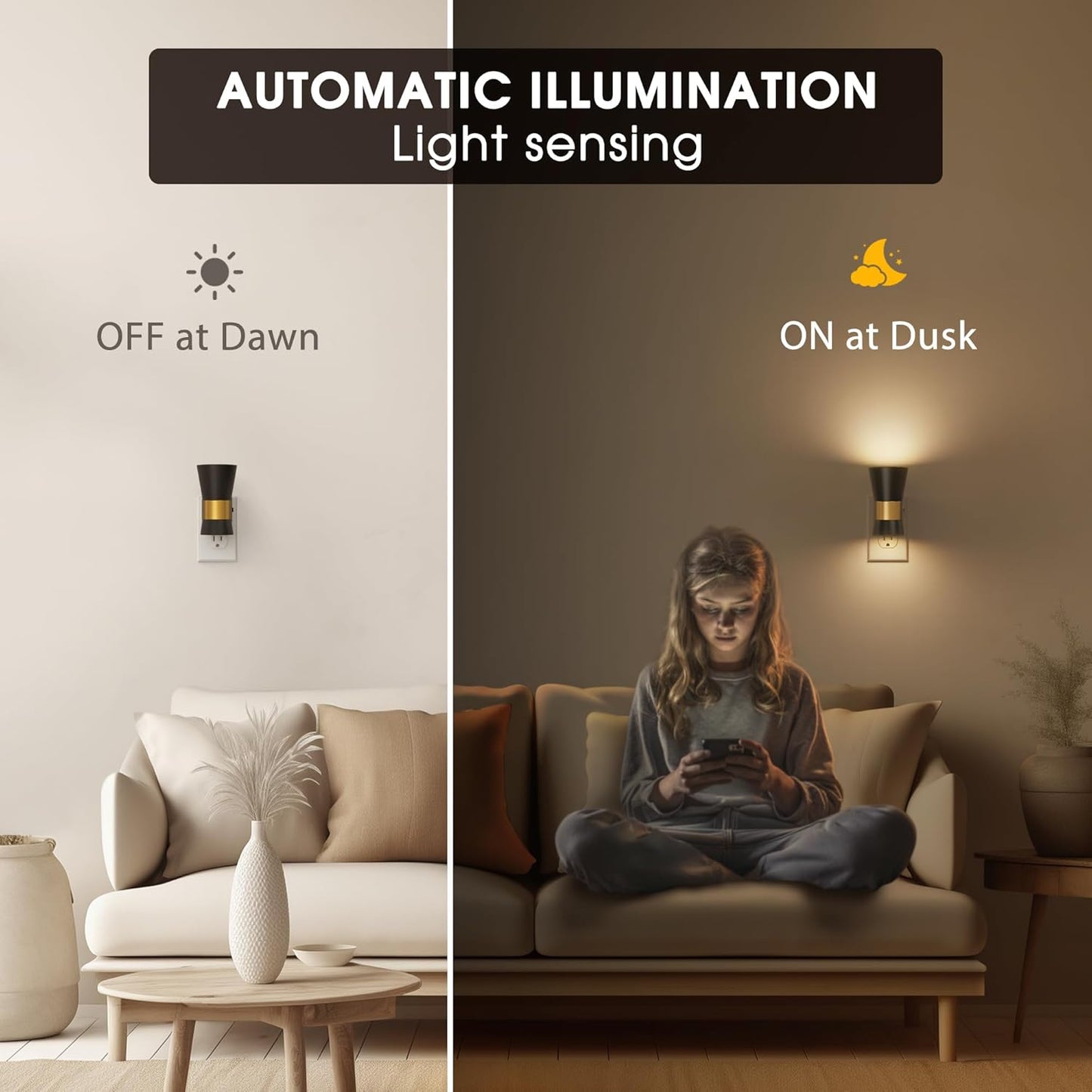 Briignite Night Light Plug into Wall, Vintage Dimmable LED Night Lights 0-100LM with Auto Dusk to Dawn, Christmas Gifts, 1W 3000K Country Night Light from for Bathroom, Hallway, Bedroom, Kids, 2 Pack