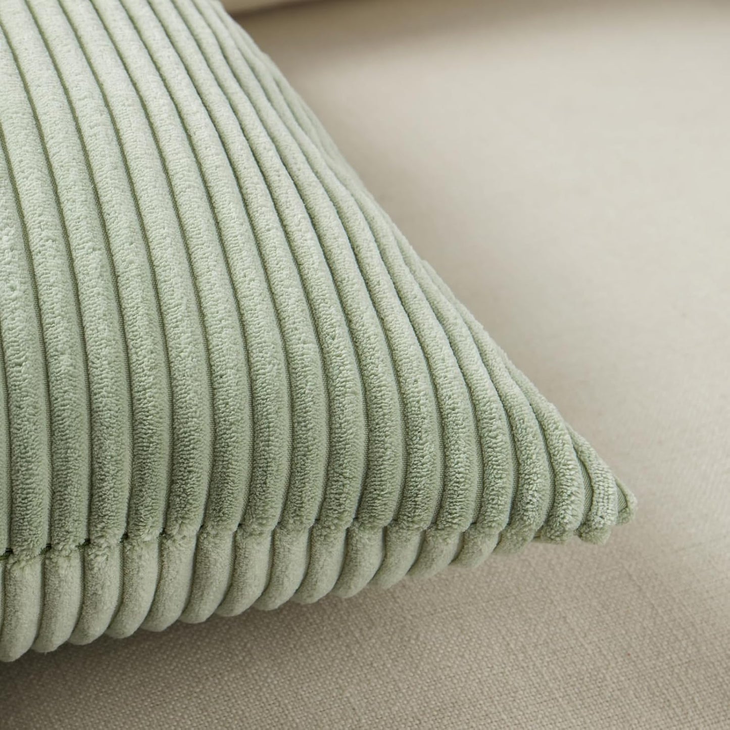 Fancy Homi 2 Packs Sage Green Decorative Throw Pillow Covers 20x20 Inch for Living Room Couch Bed Sofa, Farmhouse Boho Home Decor, Soft Corss Corduroy Patchwork Accent Square Cushion Case 50x50 cm
