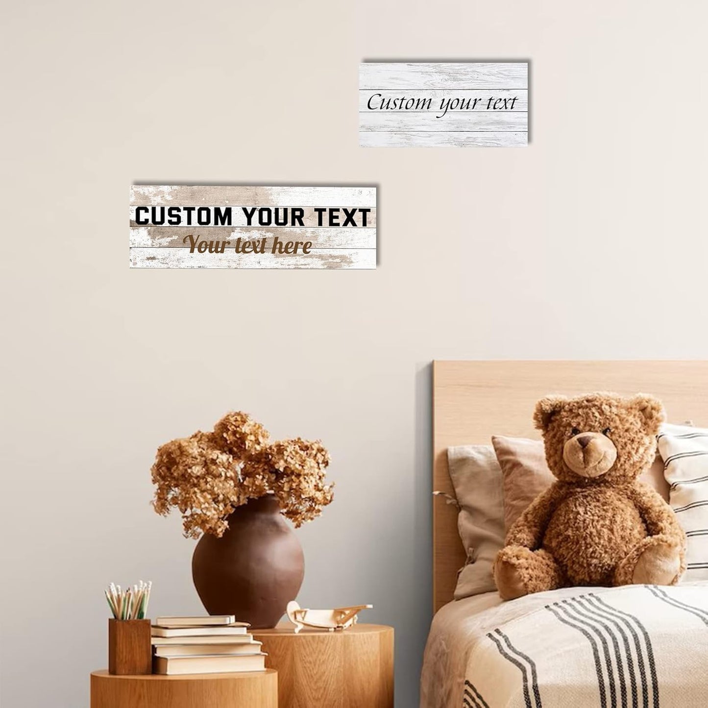 LZIMU Custom Text Signs Wall Decor Personalized Canvas Quote Family Sign Wall Art Wood Background Rustic Farmhouse Decor Framed (6"x18")