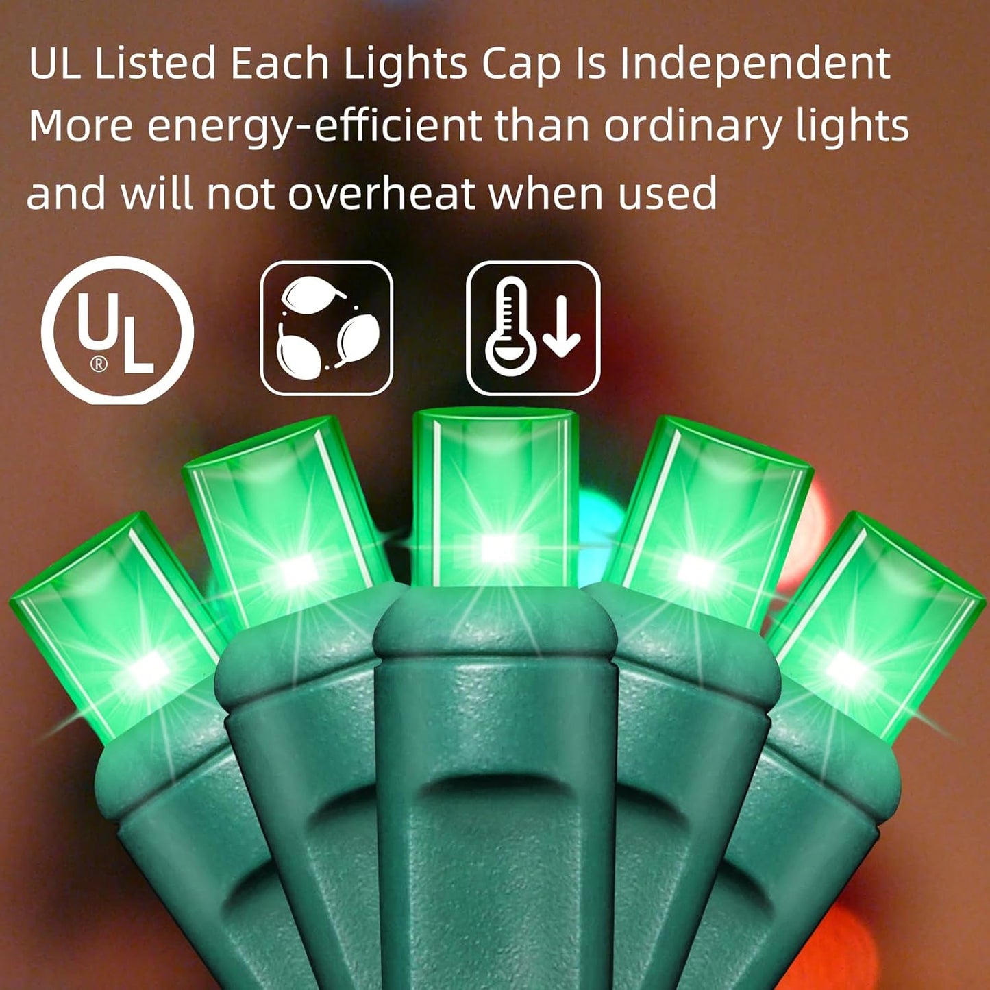 50LED String Lights,LED Christmas Lights,6" SPACING,Green Wire,Green Colour,Commercial Grade