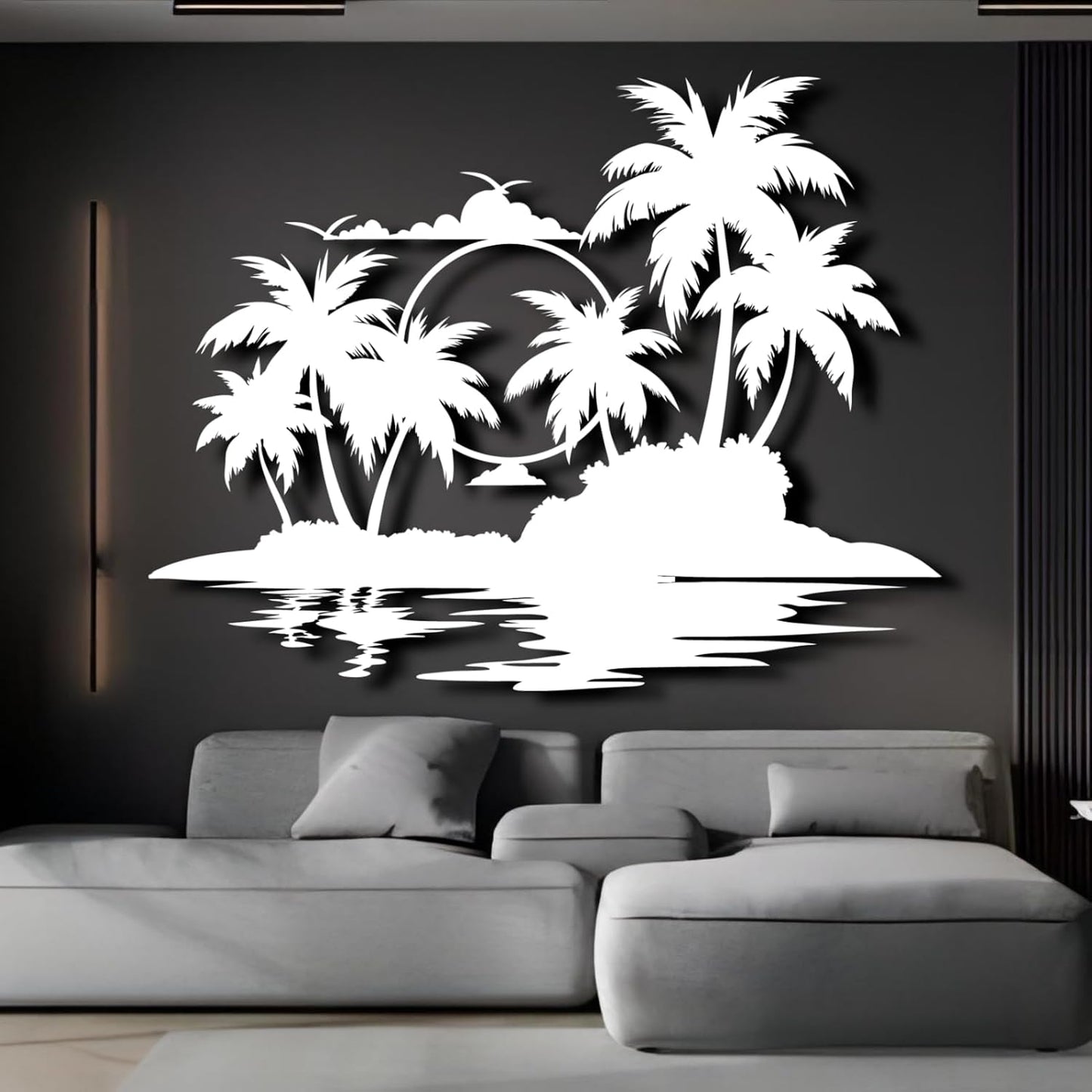 Palm Tree Metal Wall Decor,Palm Tree Metal Wall Art,Metal Palm Tree,Metal Palm Tree Wall Decor,Tropical Metal Wall Art,Beach Wall Decort,Metal Wall Decor (style 2,white,39 L" x 31 W" / 100 x 78 cm)