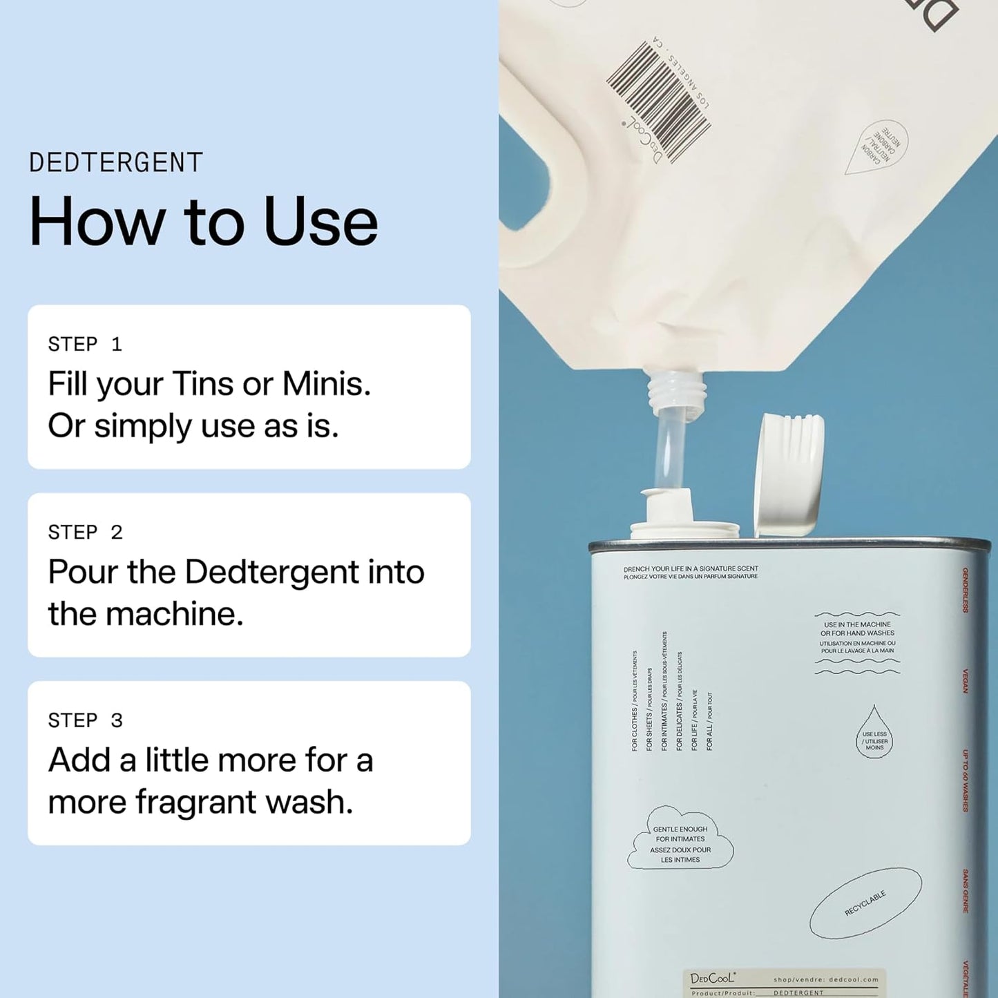 DedCool Liquid Laundry Dedtergent (05 Spring Refill 64 oz) Luxurious Fragrance, Scented, Removes Stains, Ideal for 60 Washes, Infused with Essential Oils, Vegan, Non-Toxic, Cruelty & Dye Free