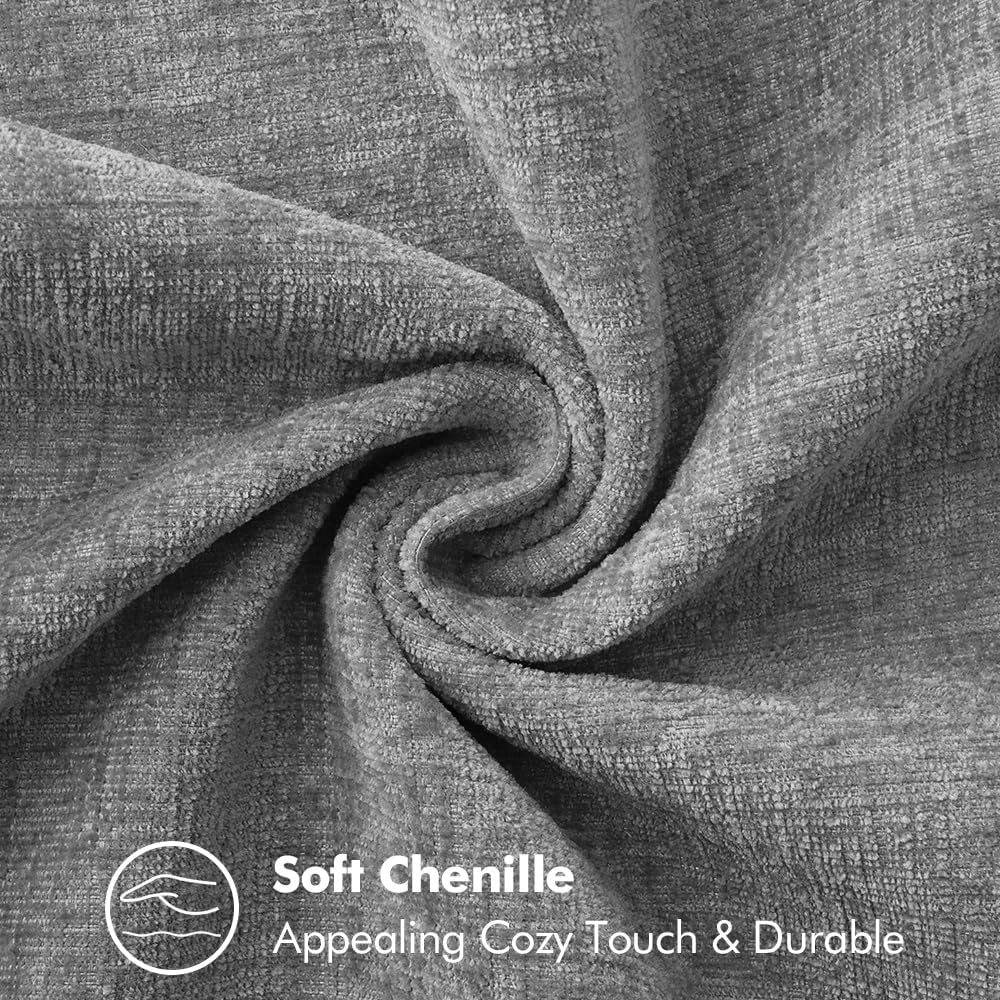 MIULEE Pack of 2 Couch Throw Pillow Covers 16x16 Inch Dark Gray Farmhouse Decorative Pillow Covers with Stitched Edge Soft Chenille Solid Dyed Spring Pillow Covers for Sofa Bed Living Room