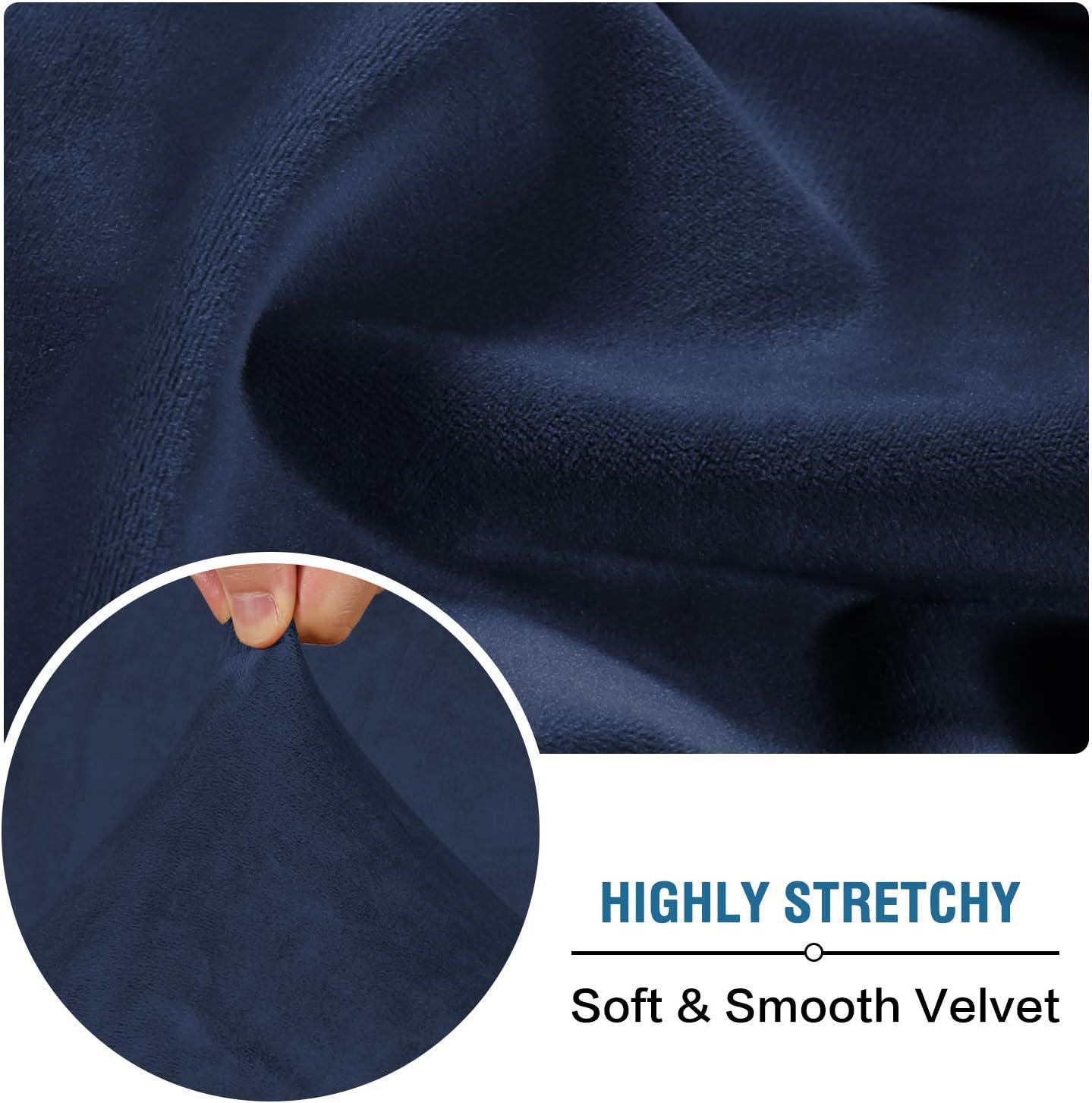 H.VERSAILTEX Velvet Stretch Couch Cushion Cover Plush Cushion Slipcover for Chair Loveseat Sofa Cushion Furniture Protector Seat Cushion Sofa Cover (3 Piece XL Sofa Cushion Covers, Navy)