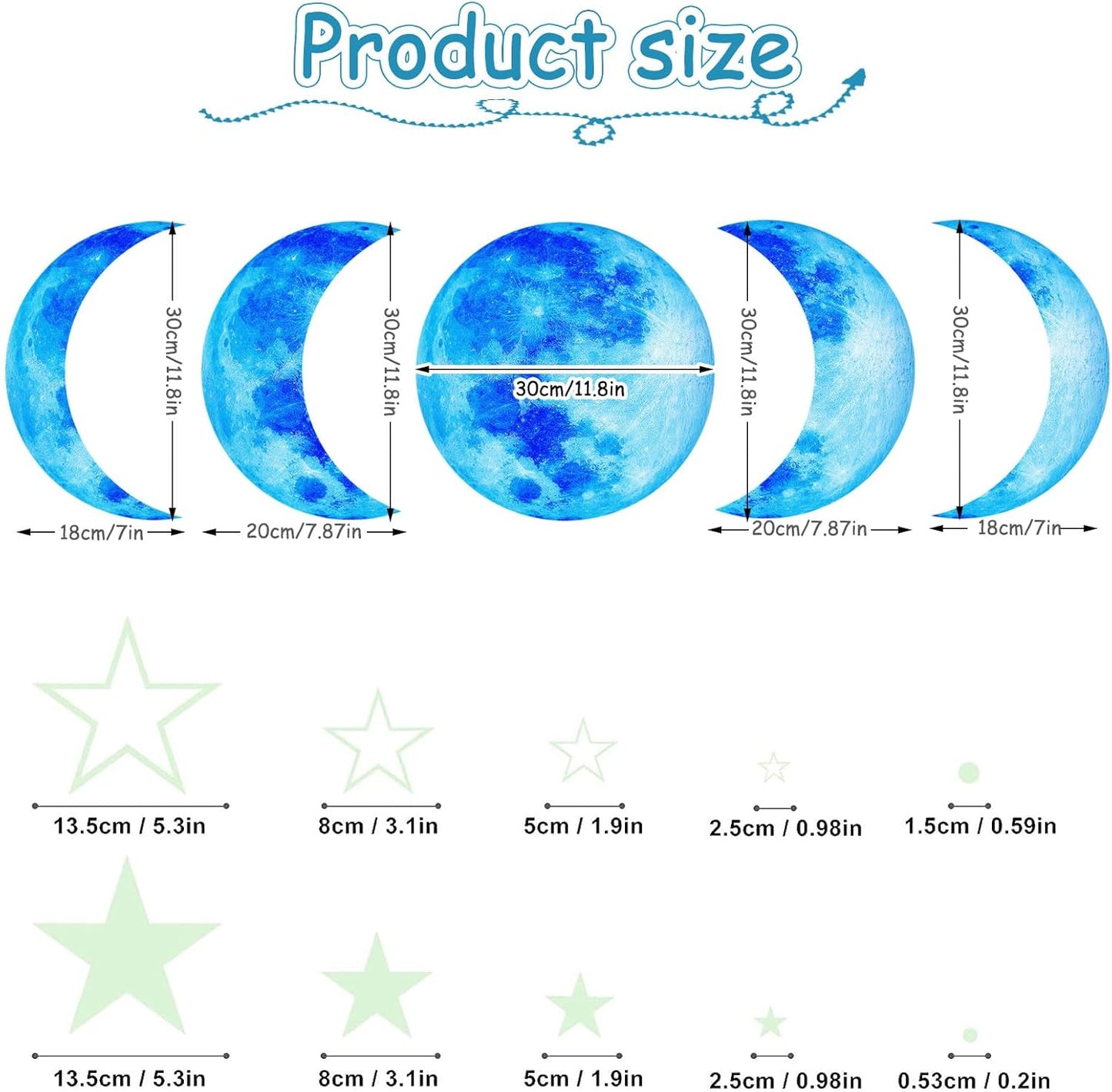 Glow in The Dark Starry Sky Moon and Stars Wall Decals,Glowing Galaxy Stars Space Planet Ceiling Wall Stickers for Boys Girls Bedroom Kids Baby Nursery Living Room Decoration