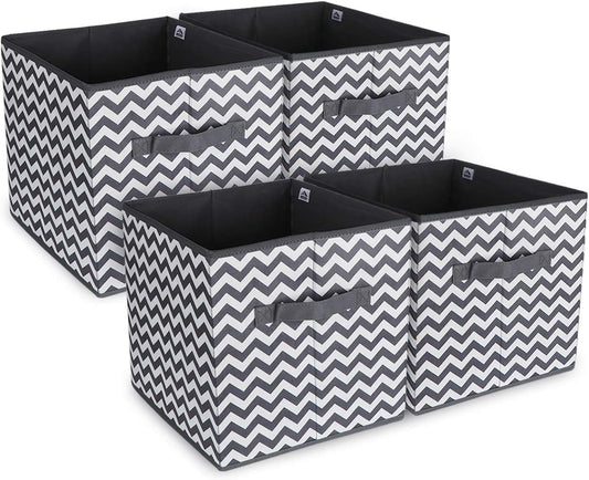 storage box Oxford fabric set of 4, foldable storage box fabric box in cube shape 30x30x30 cm for closet, clothes, books, cosmetics, toys