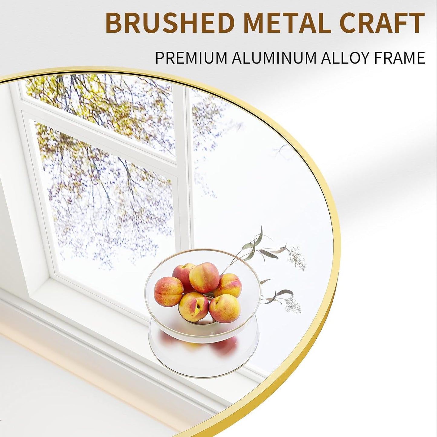 BEAUTYPEAK 48 Inch Round Mirror, Metal Frame Circle Mirror, Wall Mounted for Entryway, Bathroom, Vanity, Living Room, Gold