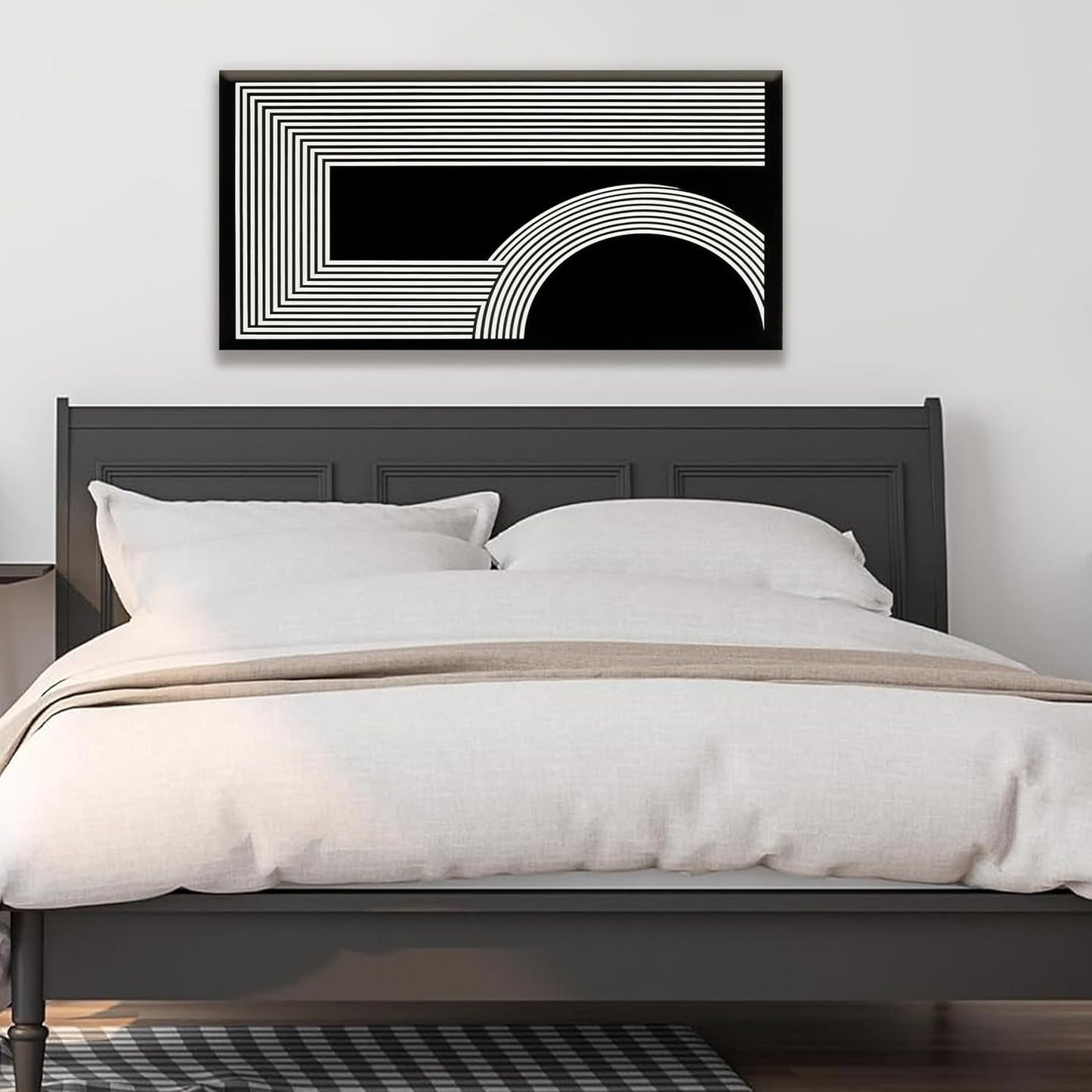 Abstract Wall Art Modern Canvas Art Wall Decor Minimalist Wall Art Geometric Line Canvas Artwork Print Paintings Black And White Wall Art Modern Picture For Bedroom Art Office Home Wall Decor 20"X 40"