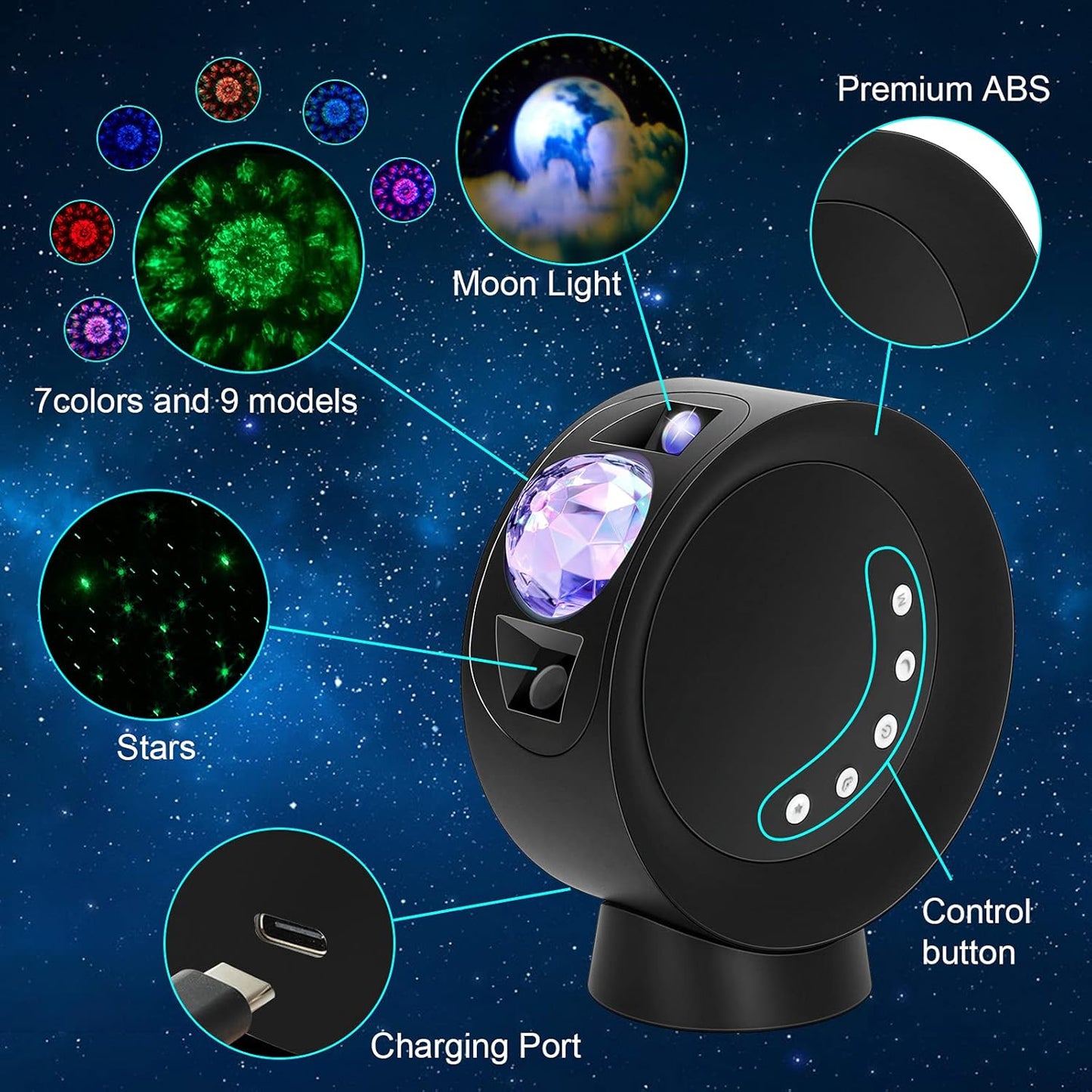 LitEnergy LED Sky Projector Light, Galaxy Lighting, Nebula Star Night Lamp with Base and Remote Control for Gaming Room, Home Theater, Bedroom , or Mood Ambiance (Black)