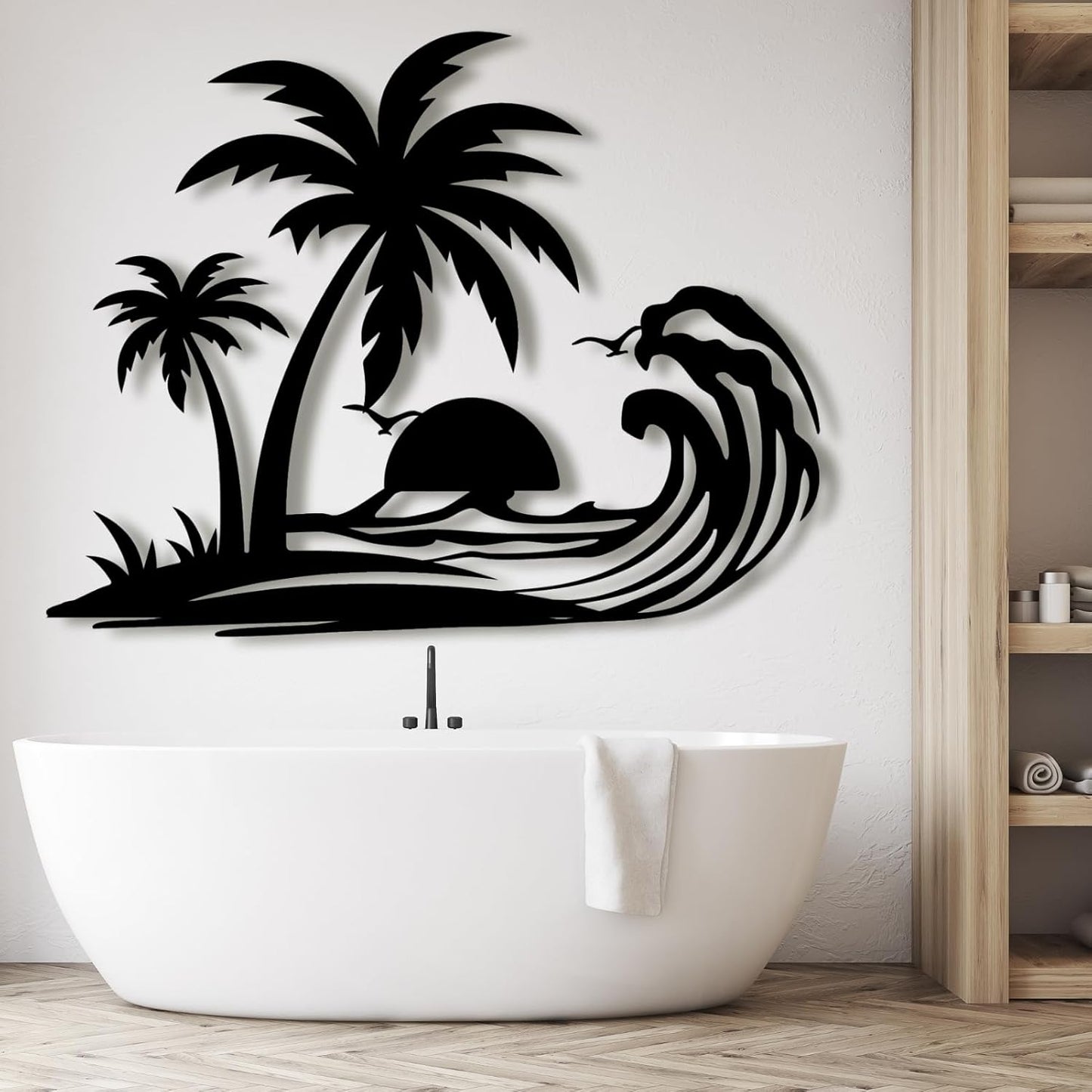 Palm Tree Metal Wall Decor,Palm Tree Metal Wall Art,Metal Palm Tree,Metal Palm Tree Wall Decor,Tropical Metal Wall Art,Beach Wall Decort,Metal Wall Decor (style 1,white,35 L" x 28 W" / 90 x 70 cm)