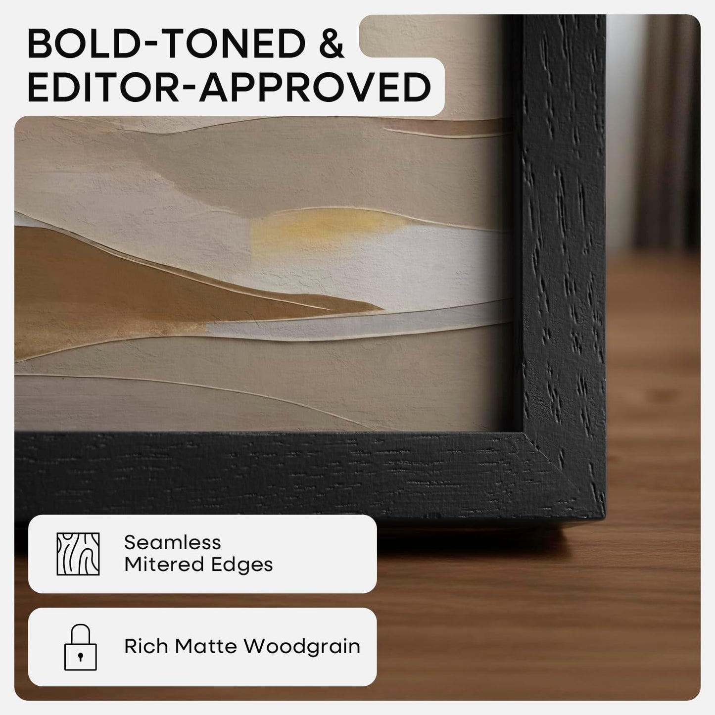 Homeforia 9x12 Black Wood Picture Frame, High End Oak 9 x 12 Frames with Mat 7 by 10 Art, 9by12 Black Wooden Frame Matted to 7x10 inch Photo, Wall or Tabletop Frame, Tempered Glass, Wall Kit, Set of 1