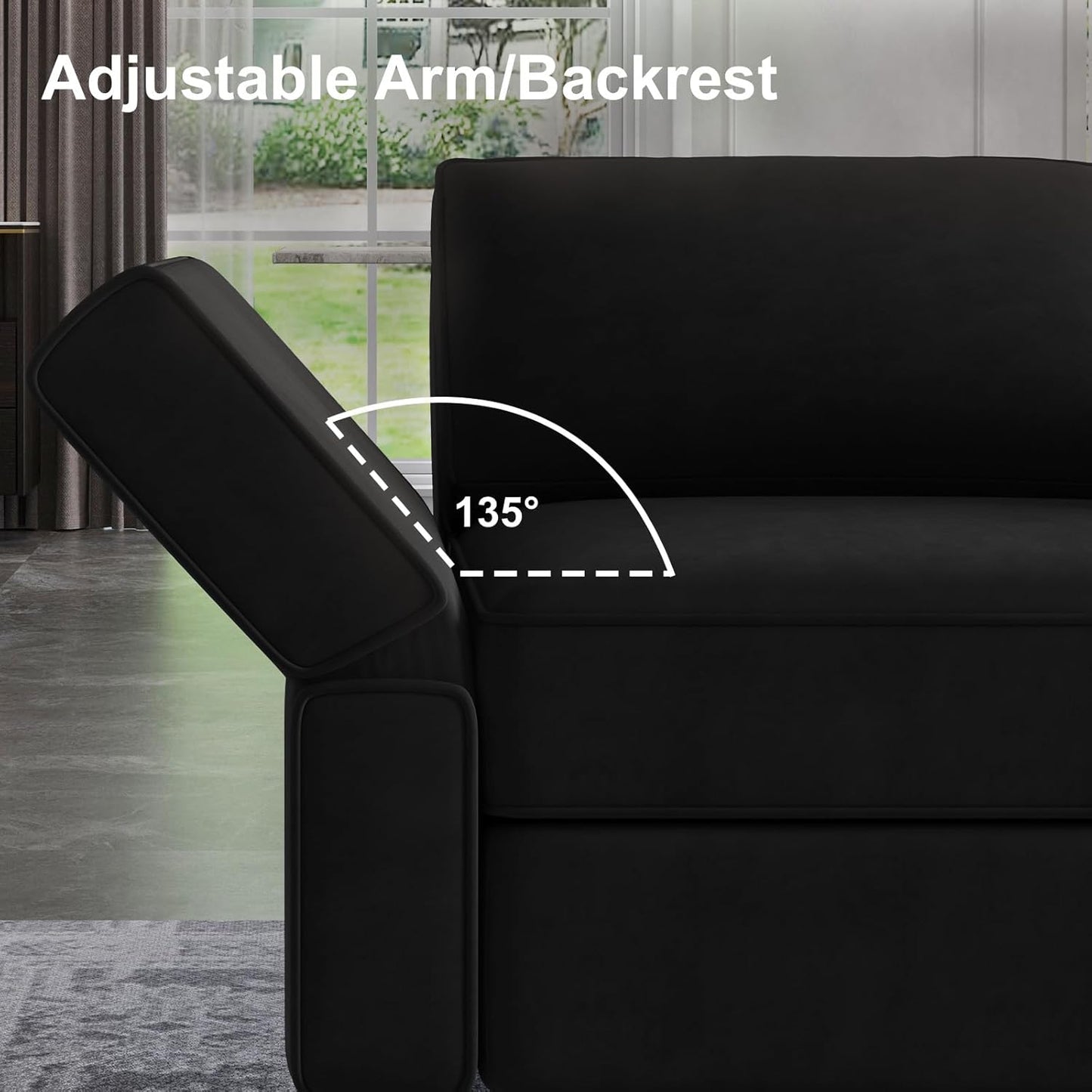 Belffin Modular Sectional Sofa with Reversible Chaises Velvet U Shaped Sectional Couch with Storage Seat Black