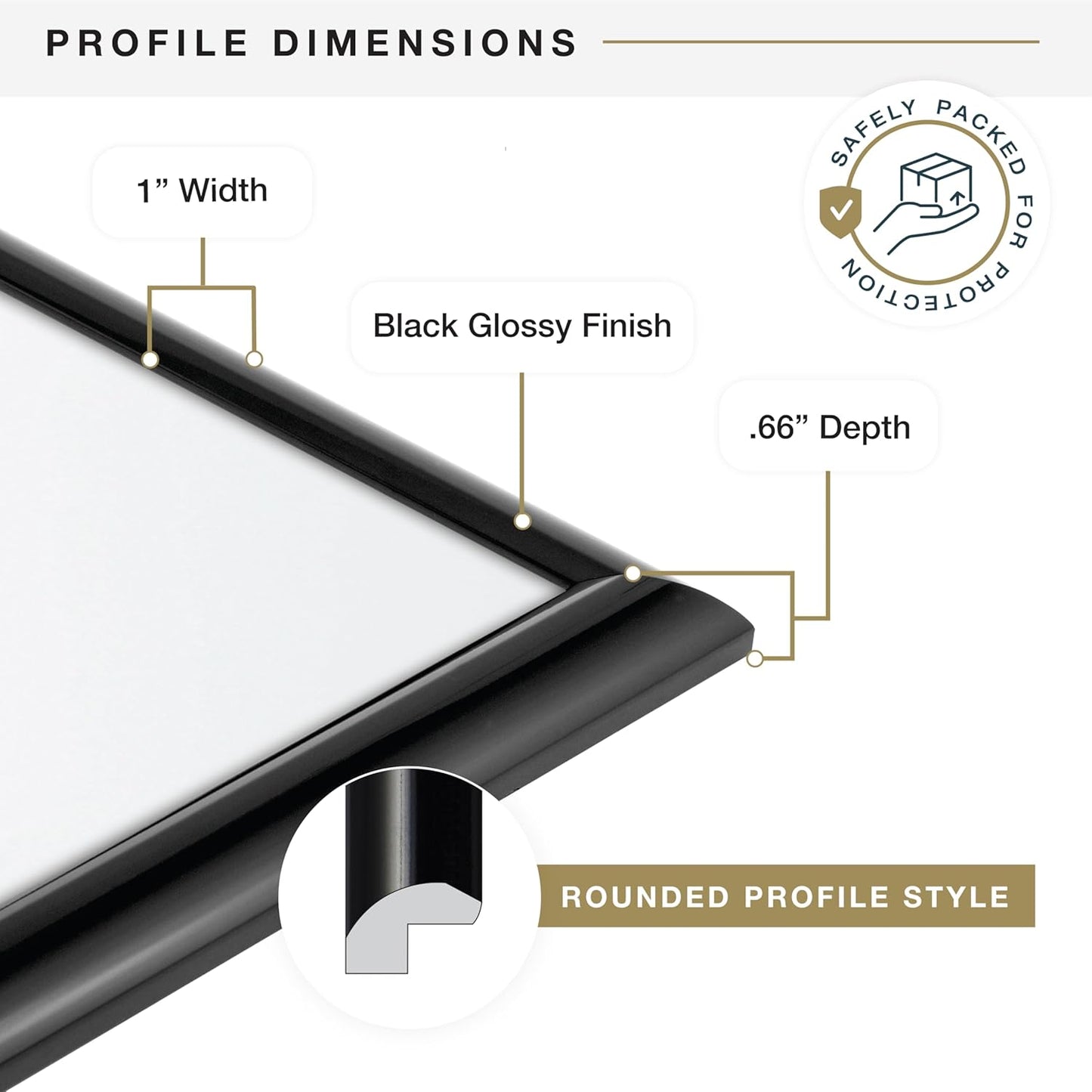 MCS Trendsetter 19.75x27.5 Poster Frame Black High-Gloss, Vertical & Horizontal Wall Hanging Large Picture Frame for Photos, Posters & Art Prints (1-Pack)