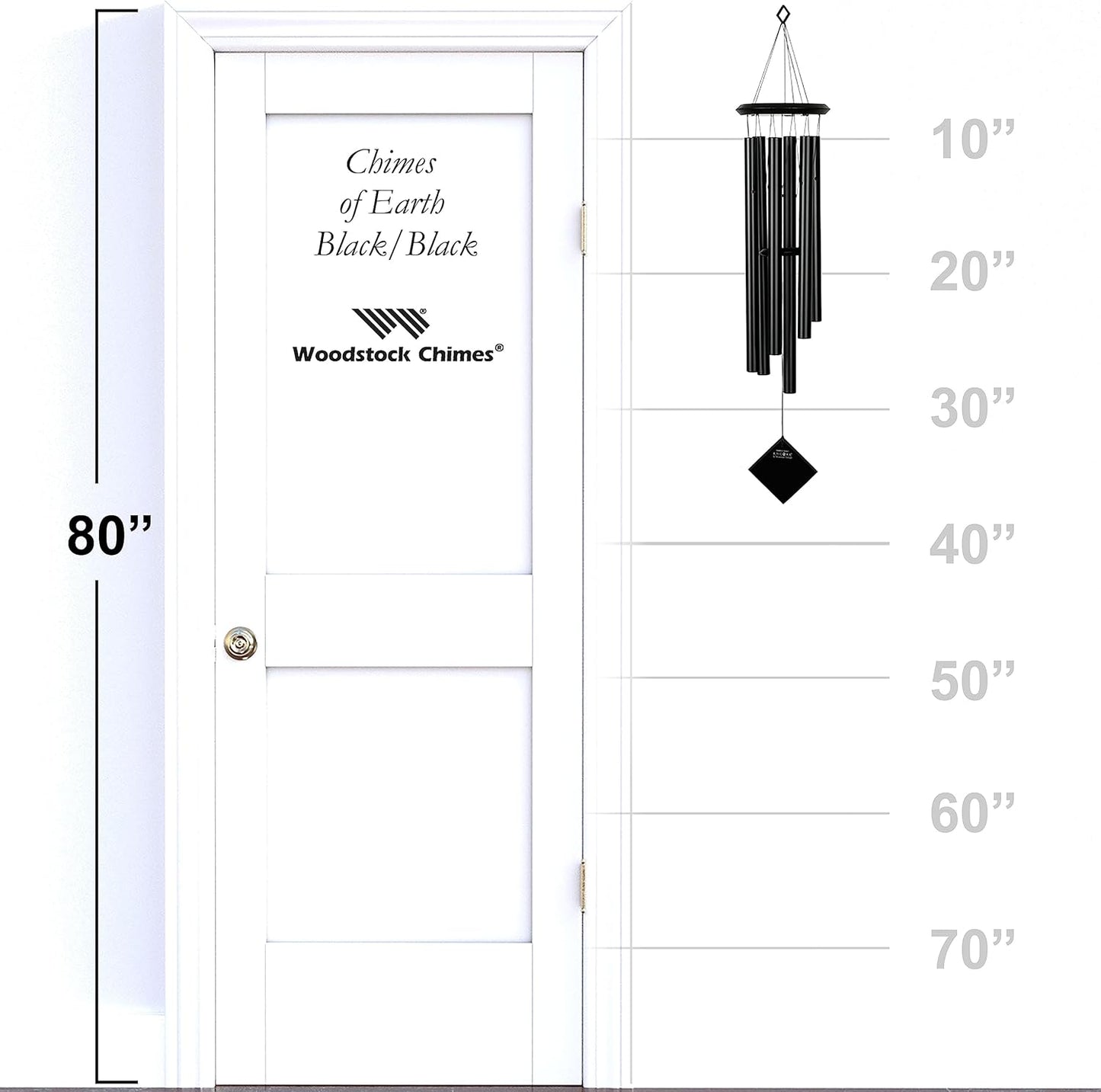 Woodstock Chimes Pluto Wind Chime for Outside 37" Black Wood Medium Tone Sound for Outdoor Garden, Patio, Porch Decor Gifts, Encore Collection, DCKK37