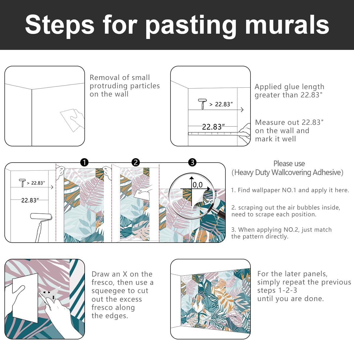 -Abstract Geometry Botanical Banana Leaf Fabric Wallpaper Living Room Bedroom Bathroom Tropical Plant Leaf Wall Mural- 91"x65"（ not Peel and Stick）