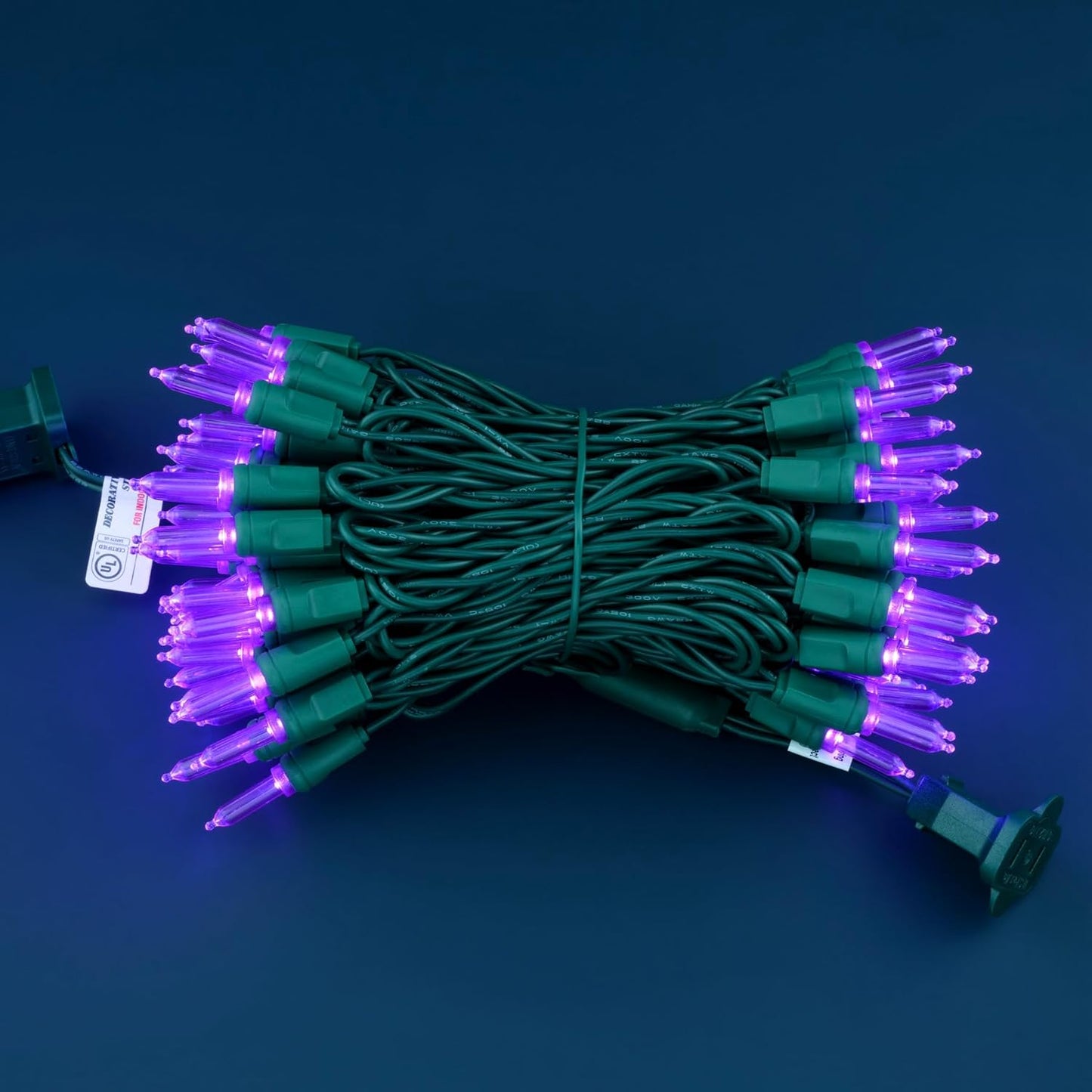 100 Purple One-Piece LED Christmas Lights, 33 ft Green Cord High Waterproof UL Certified T5 Outdoor String Lights (Purple)