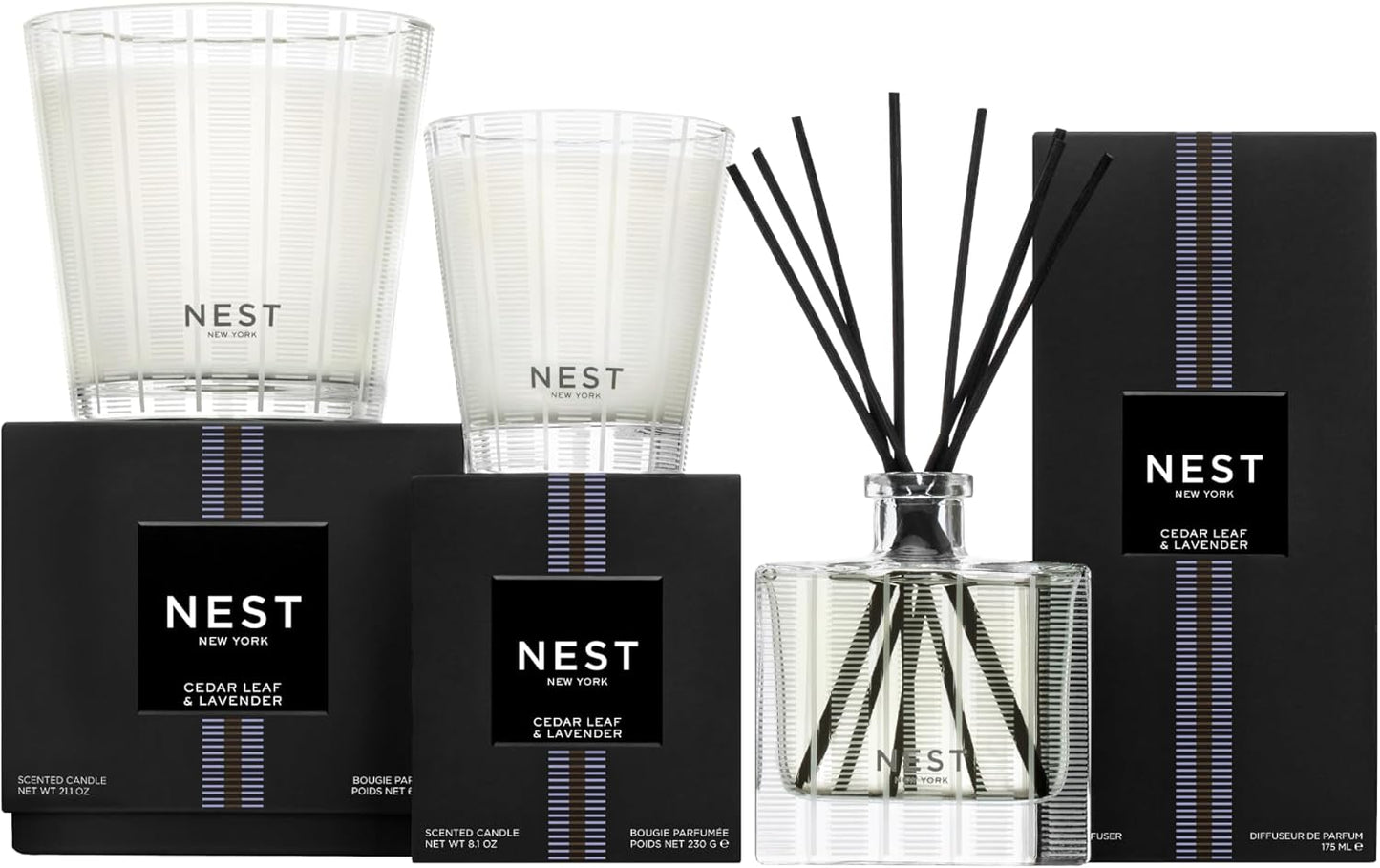 NEST New York Scented Classic Candle, Cedar Leaf & Lavender - 8.1 oz - Up to 60-Hour Burn Time - Reusable Glass Vessel