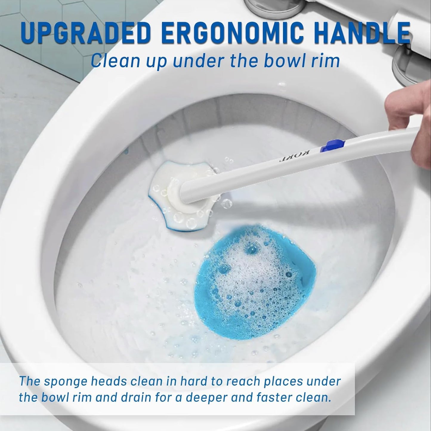 KOKL Disposable Toilet Brush, Toilte Wand Kit, Toilet Brushes and Holders with 40 Refills, Toilet Bowl Brush, Toilet Bowl Cleaning Wands, Toilet Cleaning System for Bathroom Maintenance(2-Set)