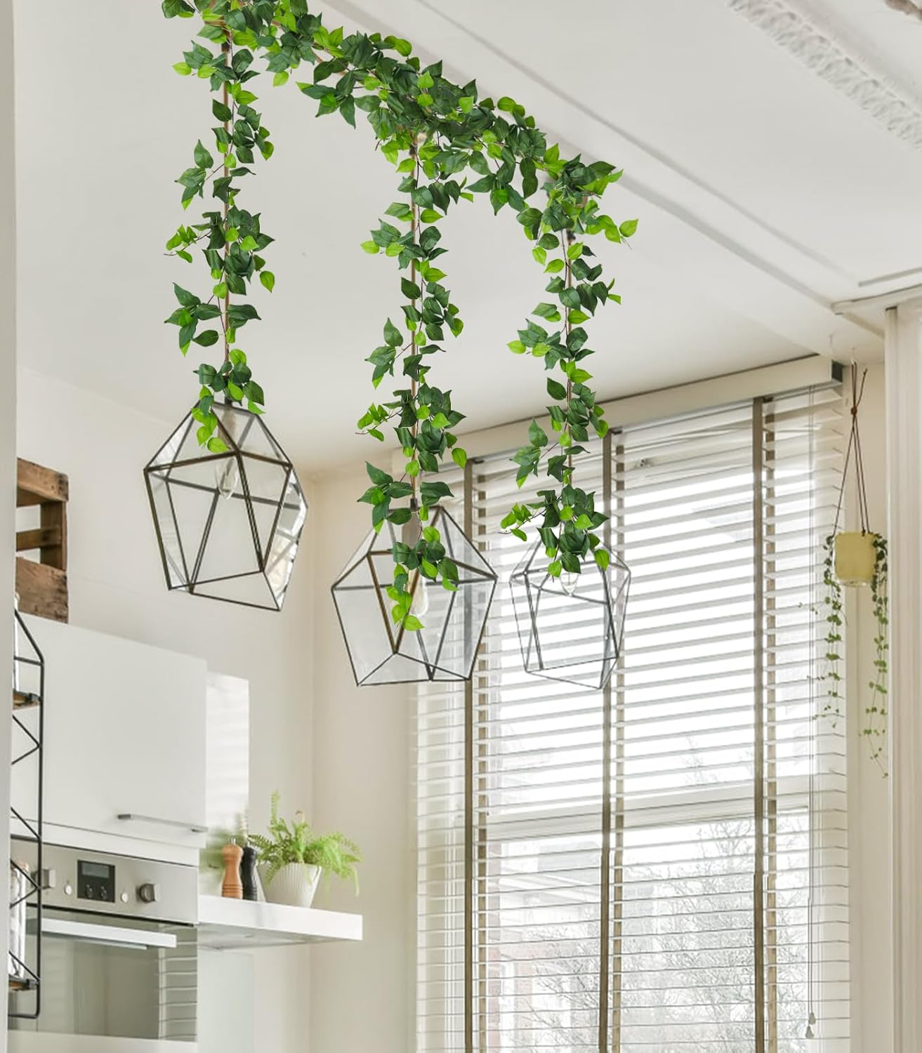 RECUTMS Artificial Vines Ivy Garland 6 Strands Fake Vine with Silk Green Leaves Hanging Plants Greenery Artificial Garland for Home Wall Bedroom Party Wedding Arch Apartment Room Decor