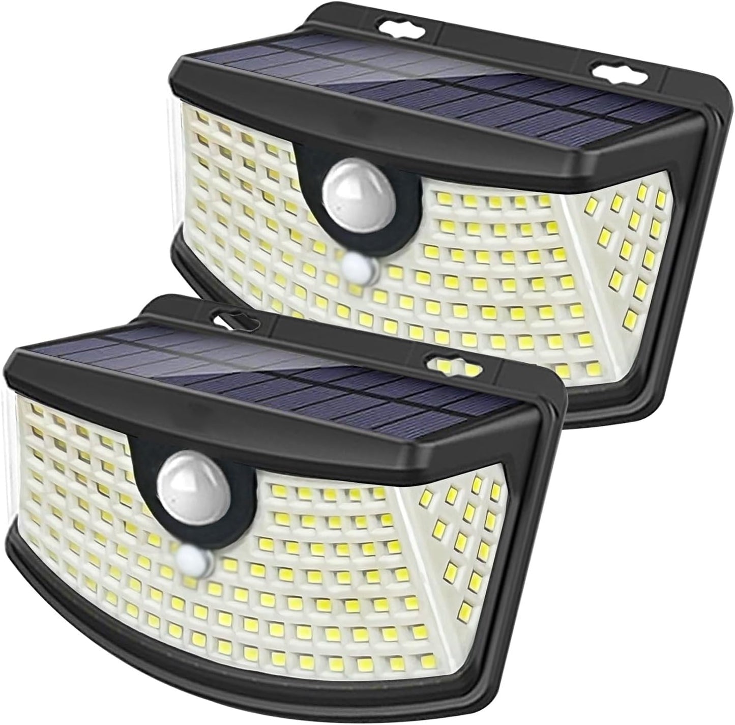 Aootek New Solar Motion Sensor Lights 120 LEDs with Lights Reflector,270° Wide Angle, IP65 Waterproof, Step Lights for Front Door, Yard, Garage, Deck (Front Button 2-Pack)