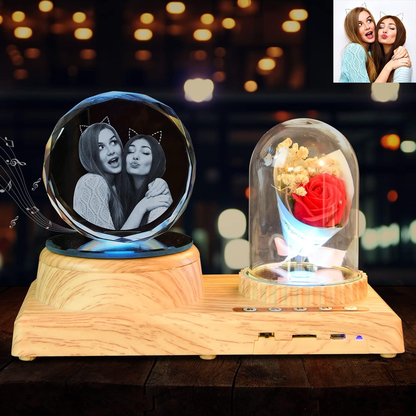 Round Personalize Your Photo LED 3D Night Light Mother Gifts for Christmas Kids Boys & Girls Women Birthday Gifts with Led Colourful Light Base