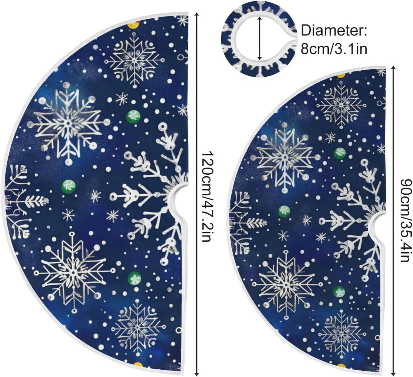 Christmas Tree Skirt, 48 Inch White Snowflakes Blue Background Xmas Tree Skirt for Christmas New Year Party Decorations Christmas Tree Mat