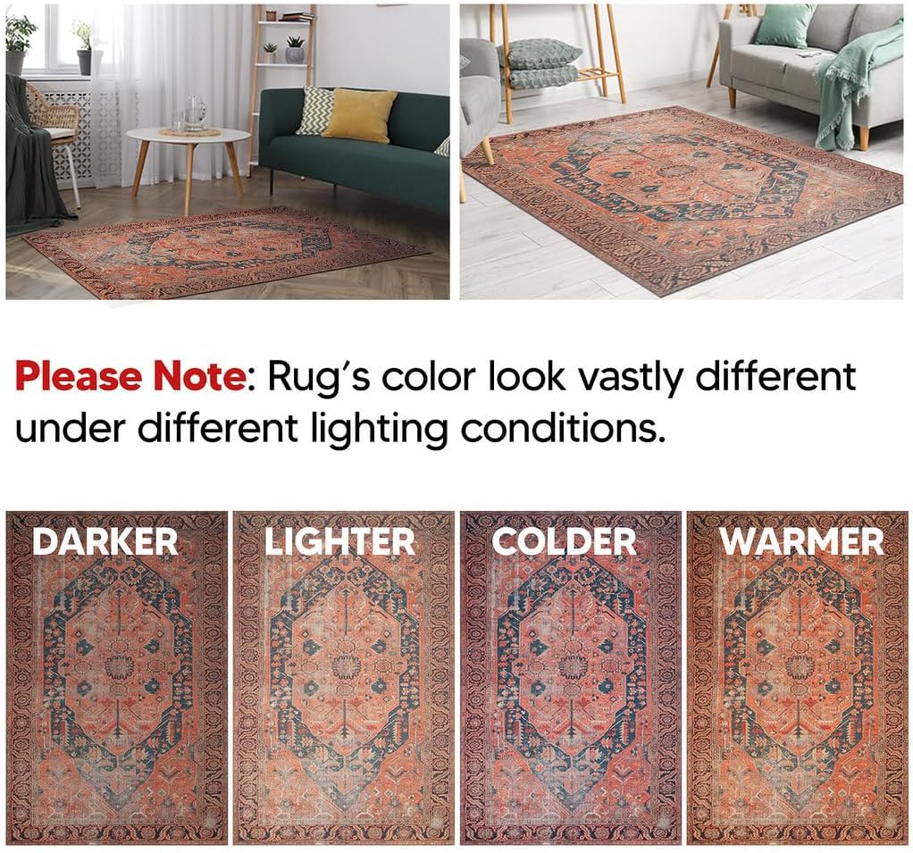 Keen Home Design 2x10 Rug - Machine Washable Runner Rug with Non-Slip Backing, Ideal for Hallway, Entryway, Kitchen, Laundry Room - Vintage, Easy Clean, Durable, Low Pile - (2'6" x 10')