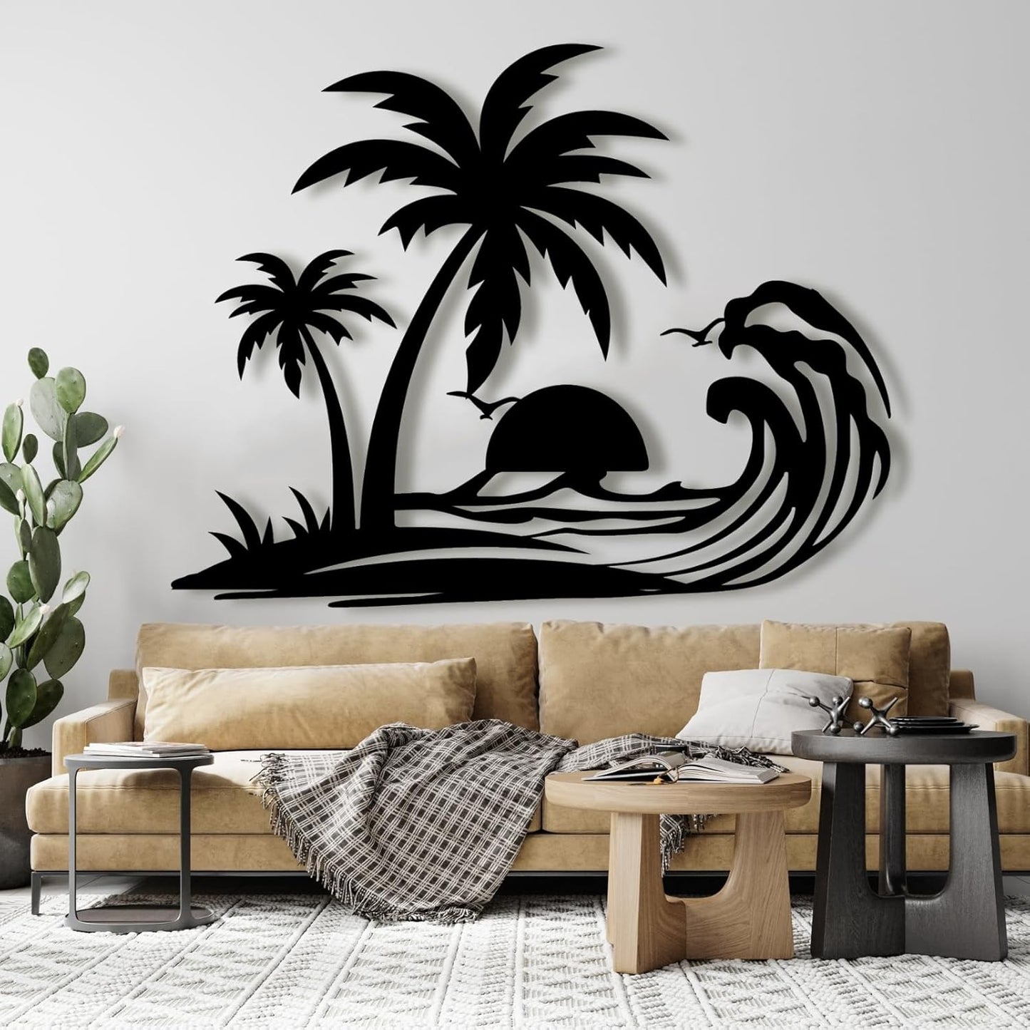 Palm Tree Metal Wall Decor,Palm Tree Metal Wall Art,Metal Palm Tree,Metal Palm Tree Wall Decor,Tropical Metal Wall Art,Beach Wall Decort,Metal Wall Decor (style 1,white,24 L" x 19 W" / 60 x 47 cm)