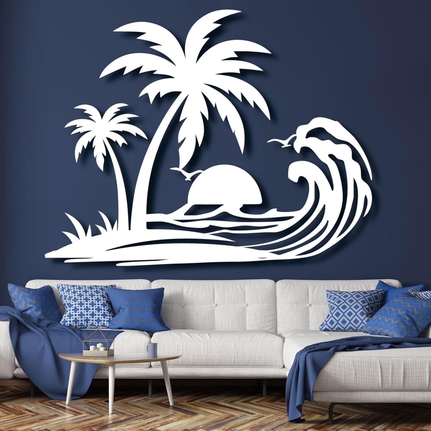 Palm Tree Metal Wall Decor,Palm Tree Metal Wall Art,Metal Palm Tree,Metal Palm Tree Wall Decor,Tropical Metal Wall Art,Beach Wall Decort,Metal Wall Decor (style 1,white,35 L" x 28 W" / 90 x 70 cm)