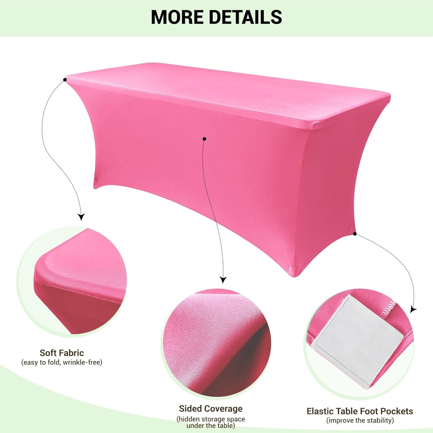 Obstal Spandex Table Cover 4ft Fitted Tablecloth Rectangular - Stretch Rectangle Folding Table Cloth for Birthday Party Wedding Banquet, Dark Pink, 48L x 24W Inch