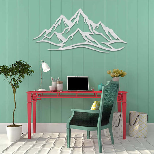 METALPLEX Mountain Range Metal Wall Art - Fade-Resistant and Rust-Free Indoor & Outdoor Aluminum Composite Wall Decor - Home Decor Wall Art For Living Room and Bedroom Decorations - Silver (20" x 10")