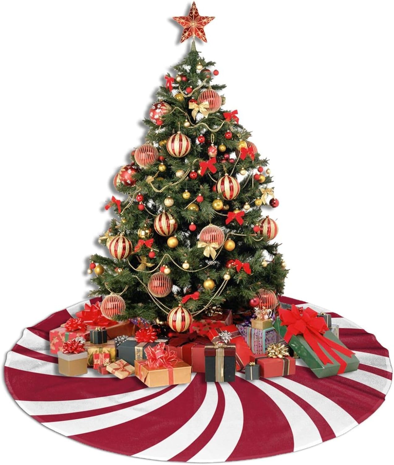 Christmas Tree Skirt,Mint Sugar Double Swirl Candy Xmas Tree Skirt Rustic Farmhouse Tree Skirt for Christmas Decor Xmas Holiday Home Party Decorations48