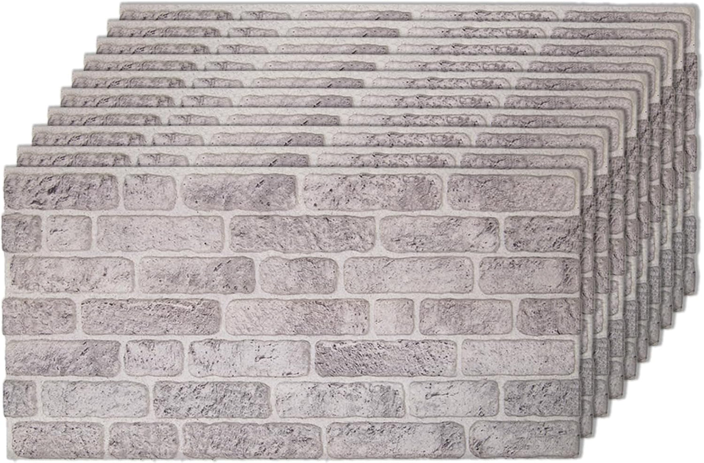 IZODEKOR 3D Wall Panels Brick Effect - Cladding, Stone Look, Styrofoam Facing for Living Room, Kitchen, Bathroom, Balcony, Bedroom, Back of Counter | White Grey (10 x Panels) - Covers 53 sq ft