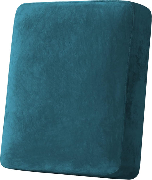H.VERSAILTEX Velvet Stretch Couch Cushion Cover Plush Cushion Slipcover for Chair Cushion Furniture Protector Seat Cushion Sofa Cover (1 Piece Armchair Cushion Covers, Deep Teal)