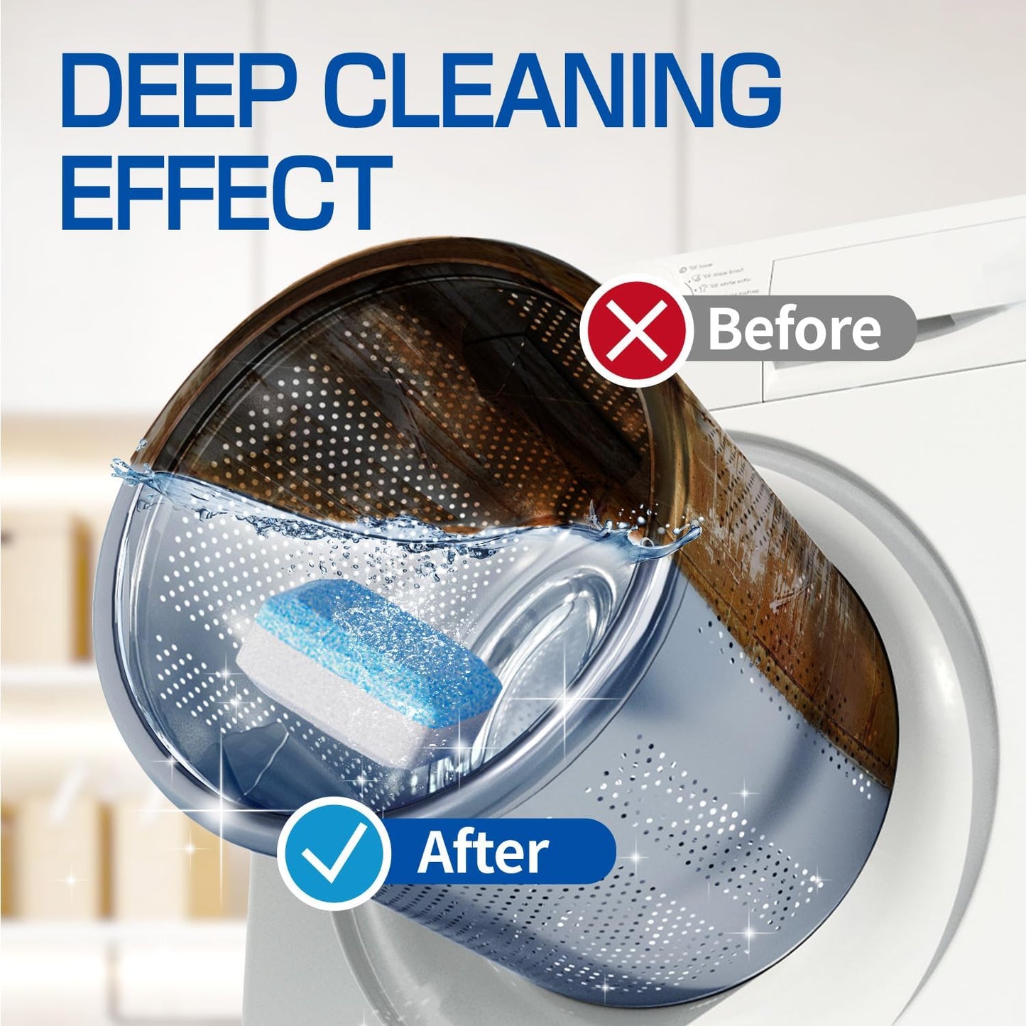 CLEARALIF Washing Machine Cleaner 12 Pack,1 Year Supply, Clean Inside Drum and Laundry Tub Seal, Washing Machine Cleaner Tablets For HE Front Loader & Top Load Washer