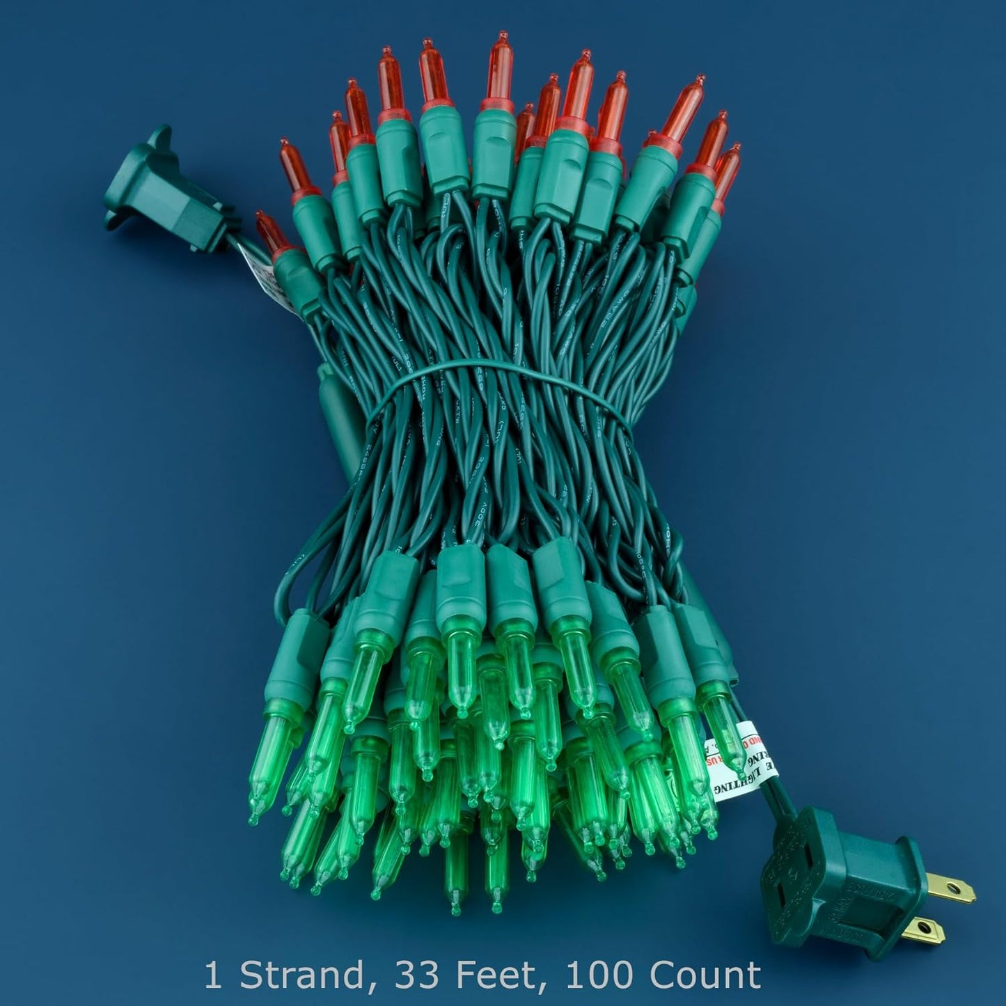 100 Red & Green One-Piece LED Christmas Lights, 33 ft Green Cord High Waterproof UL Certified T5 Outdoor String Lights (Red & Green)