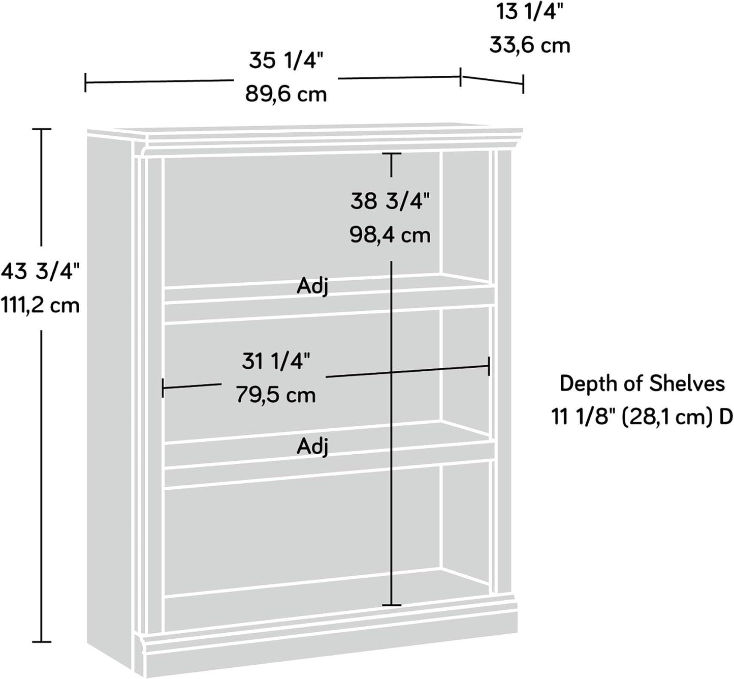 Sauder Miscellaneous Storage 3-Shelf Bookcase/ Book shelf, Washington Cherry finish