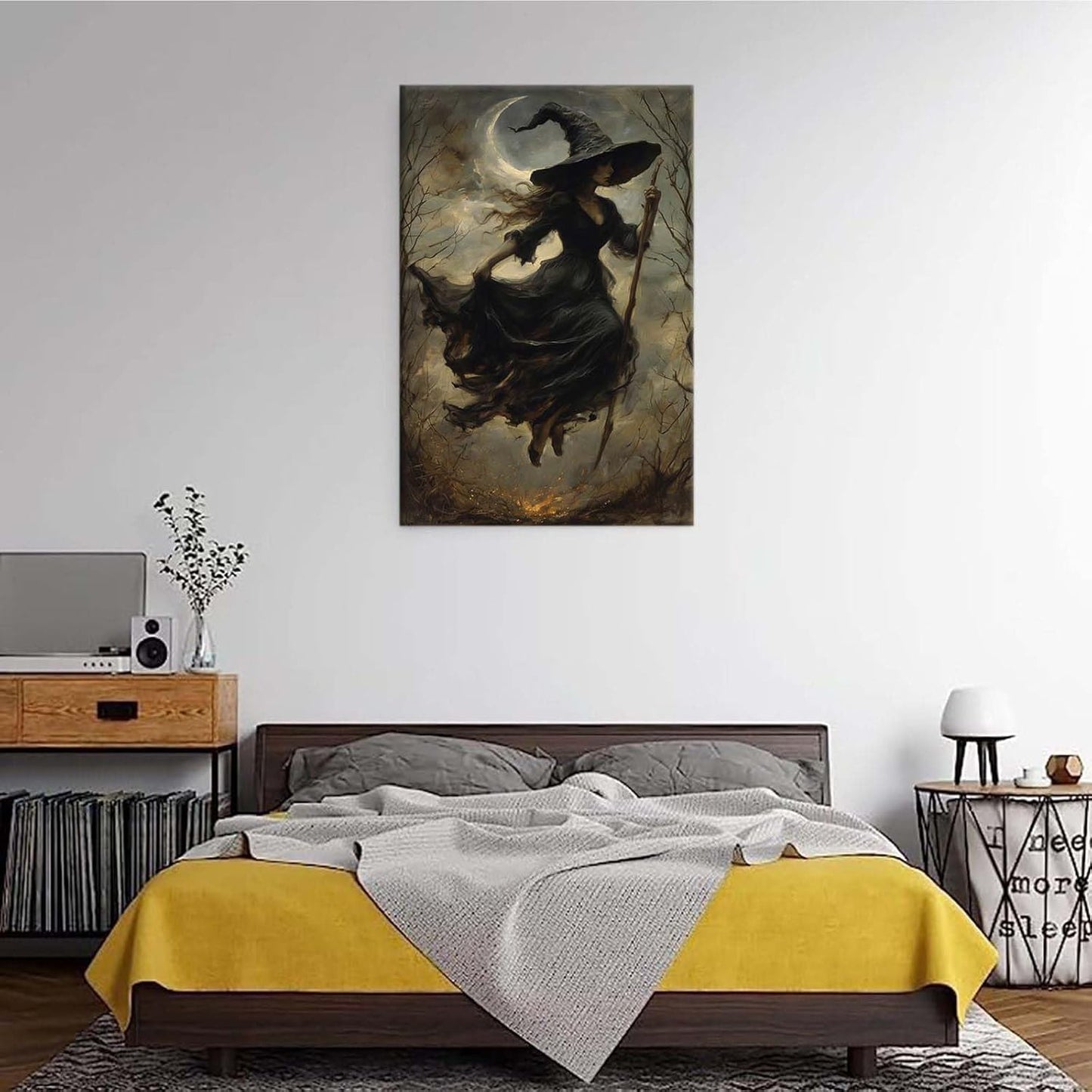 Witch in the Forest Halloween Print Wall Art Poster Witch Decor Vintage Print Dark College Wall Art Victorian Gothic Room Decor Canvas Wall Print8x12in Wood Framed