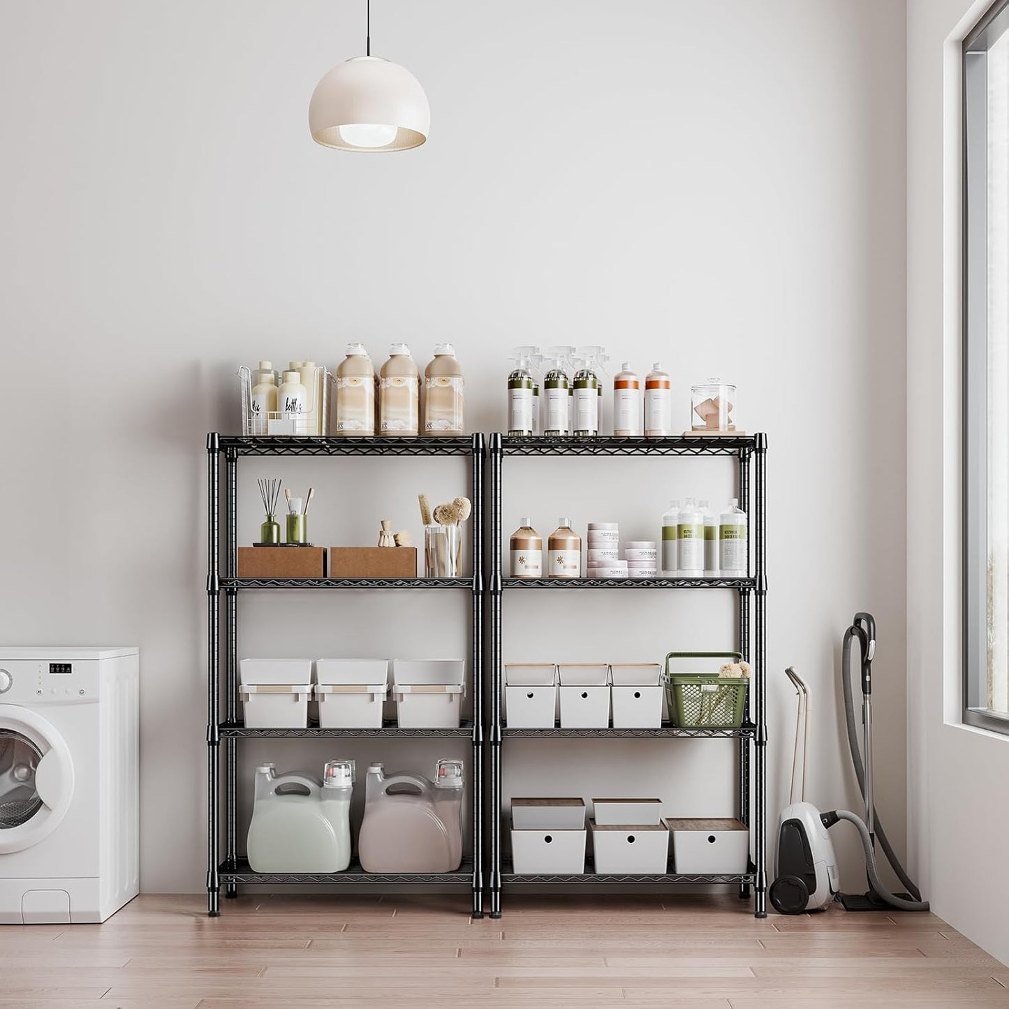 1000 lbs 4 Tier Shelf Metal Storage Shelves Shelving Wire Rack Heavy Duty Closet Organizers for Garage Kitchen Bathroom Laundry Black 15.7" D x 33.5" W x 59.5" H