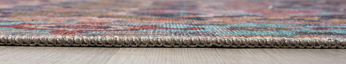Keen Home Design 5x7 Rug - Machine Washable Area Rug with Non-Slip Backing, Ideal for Living Room, Dining Room, Bedroom - Vintage, Easy Clean, Durable, Low Pile Rug - (5' x 7')