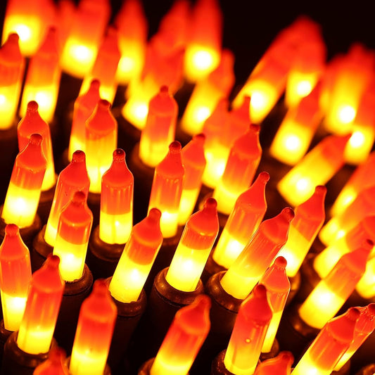 ODEETRONIC Candy Corn Halloween Lights, 21.63ft 100 Count Incandescent Lights Connectable Set, 120V UL Certified Orange & Yellow Halloween Light, Mini String Light Waterproof for Home Party Tree Decor