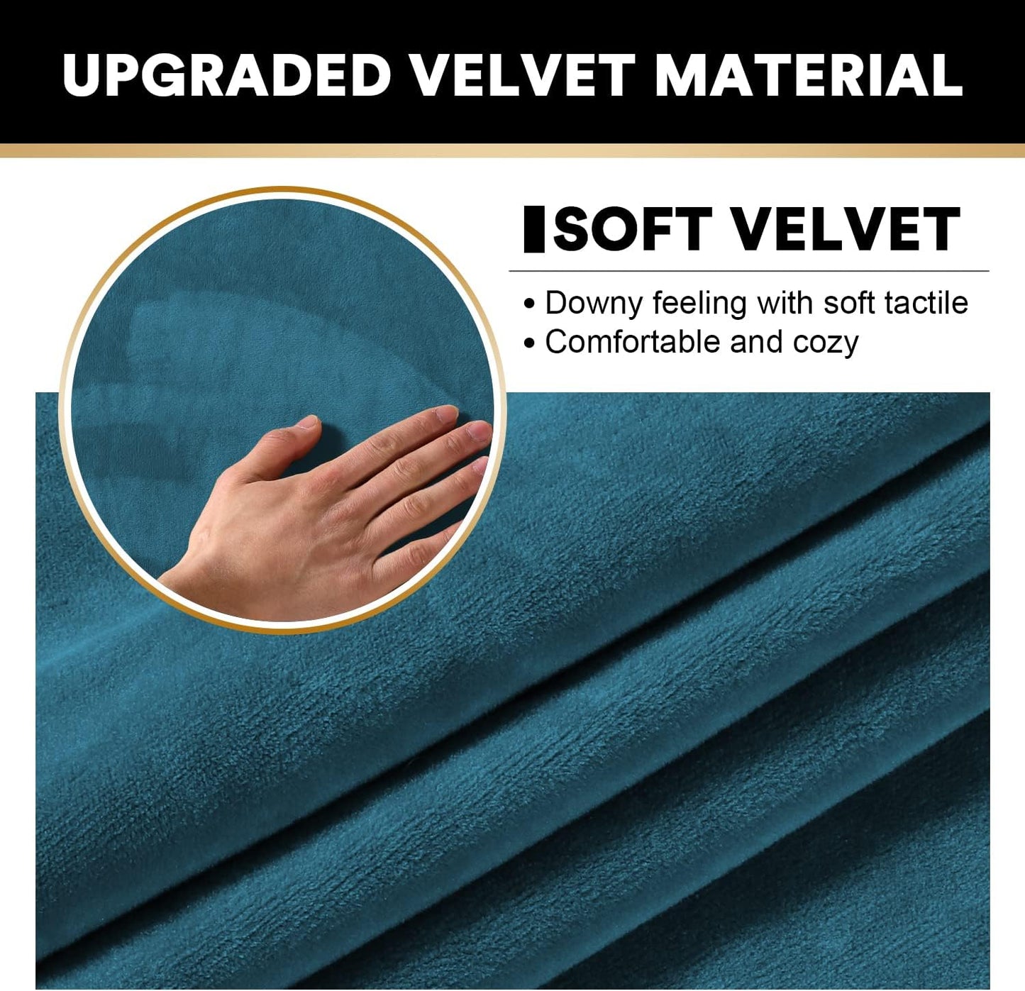 PrinceDeco Sectional Couch Covers 4 Pieces Couch Covers for Sectional Sofa Velvet Separate Sectional Couch Covers L Shape for Left/Right Chaise Sectional Couch(3 Seater + 1 Chaise,Deep Teal)