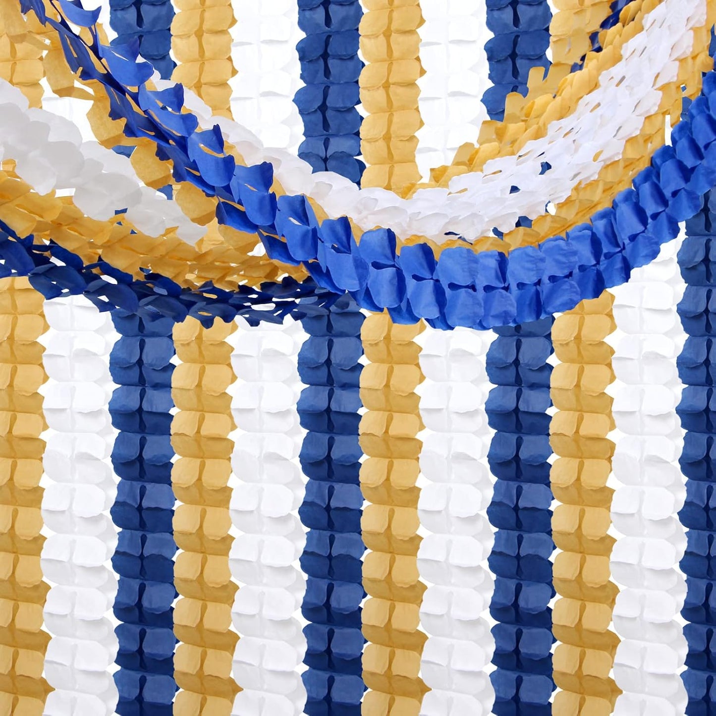 Navy-Blue White-Gold Party-Decorations Streamers Garland - 12pcs Royal Blue Graduation 2025 4-Leaf Paper Clover Streamer Men Boy Birthday Wedding Bridal Shower Flower Banners Fathers day Decor Ouruola