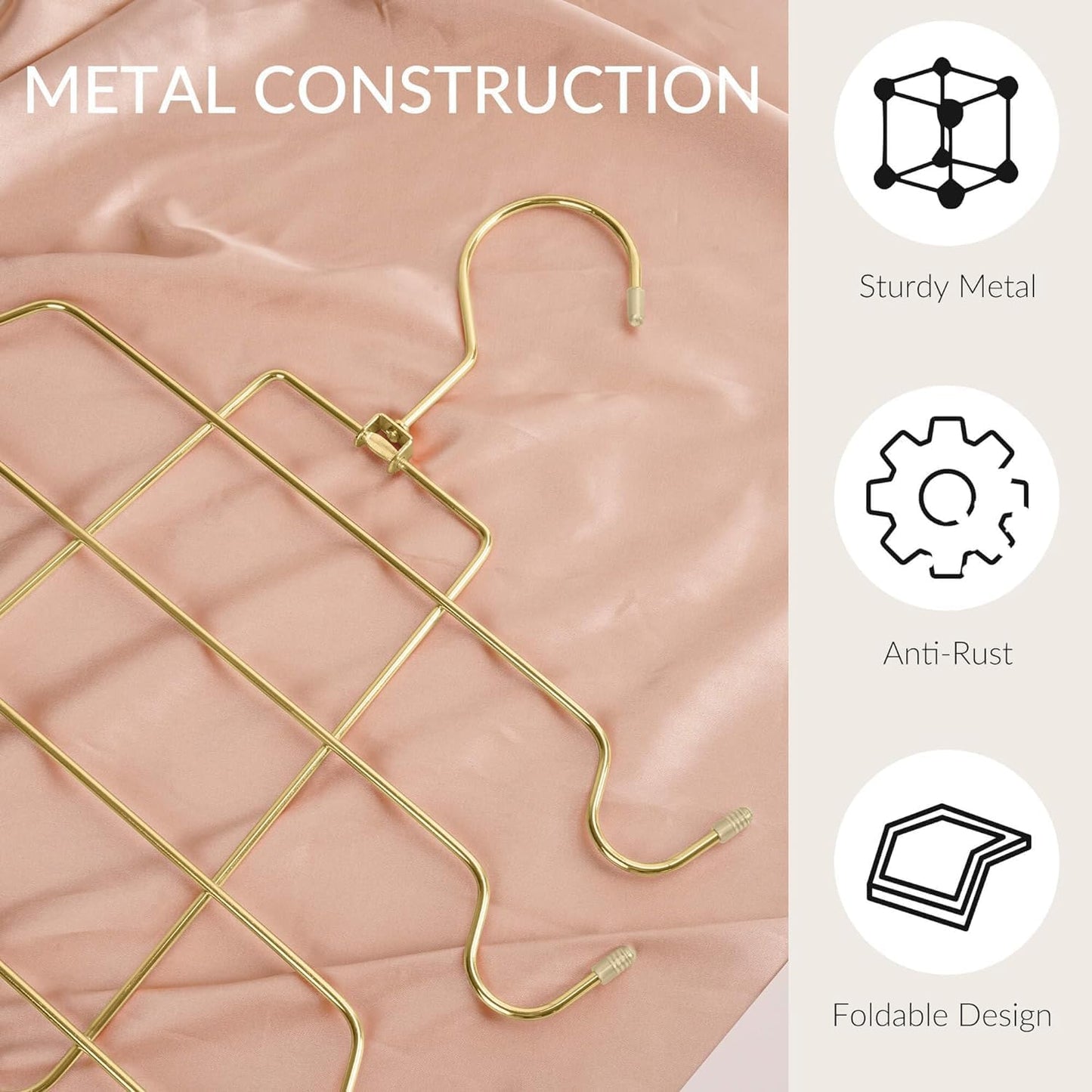 ZEDODIER 3 Pack Tank Top Hanger, Space Saving Bra Hangers, Non-Slip Hanging Sport Bras Holder, Closet Organizers and Storage for Camisoles Tank Tops Bras Ties Swimsuits Strappy Dress, Gold
