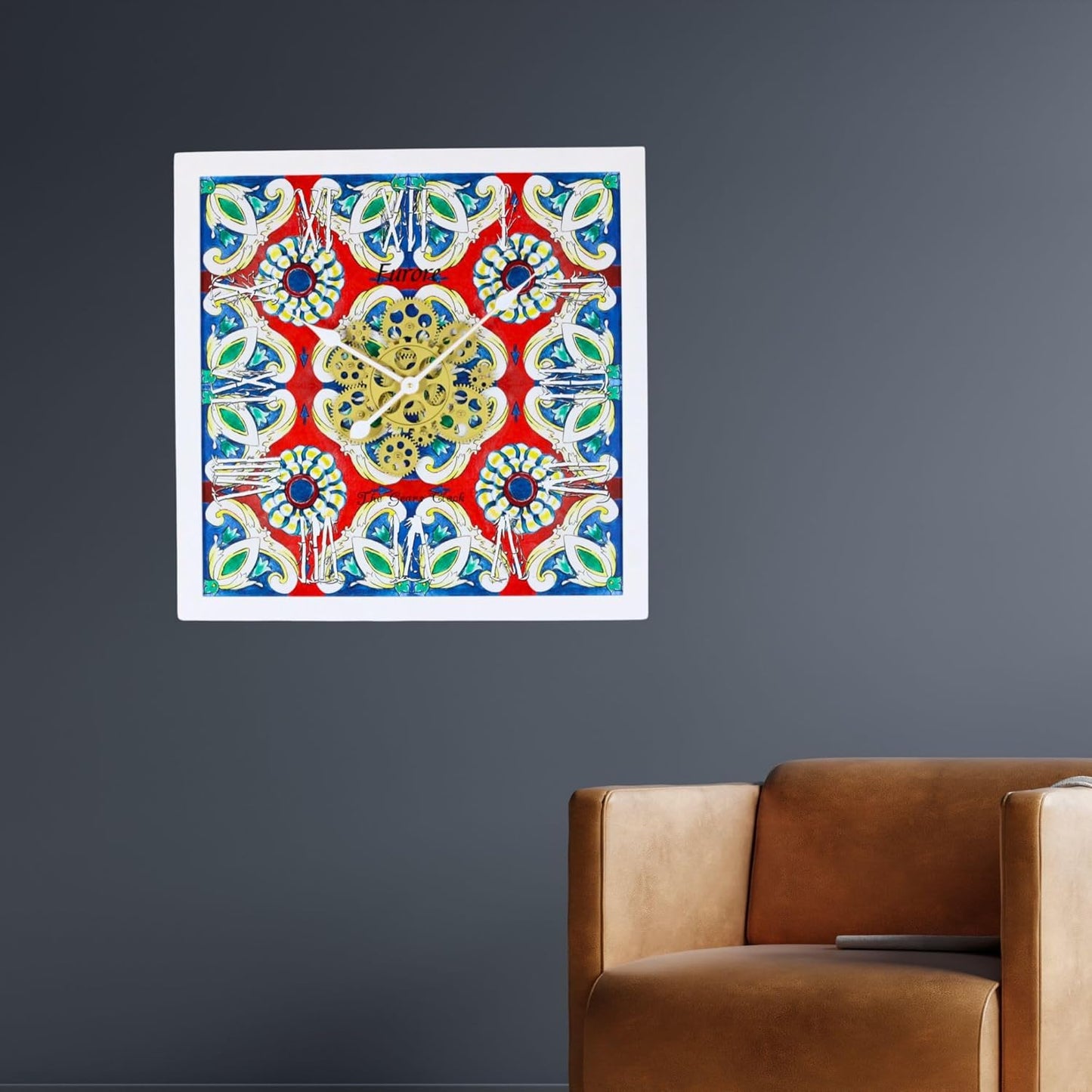 The Gears Clock Wall Clock Italy Collection with Moving Gears (Furore, 24 inches (60 cm))